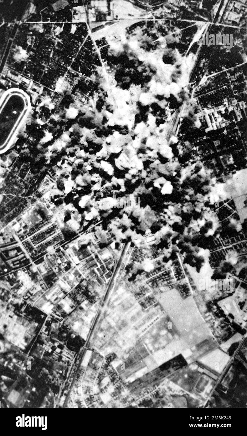 Bombardamento di Berlino, Germania; seconda guerra mondiale, 1944. Foto Stock