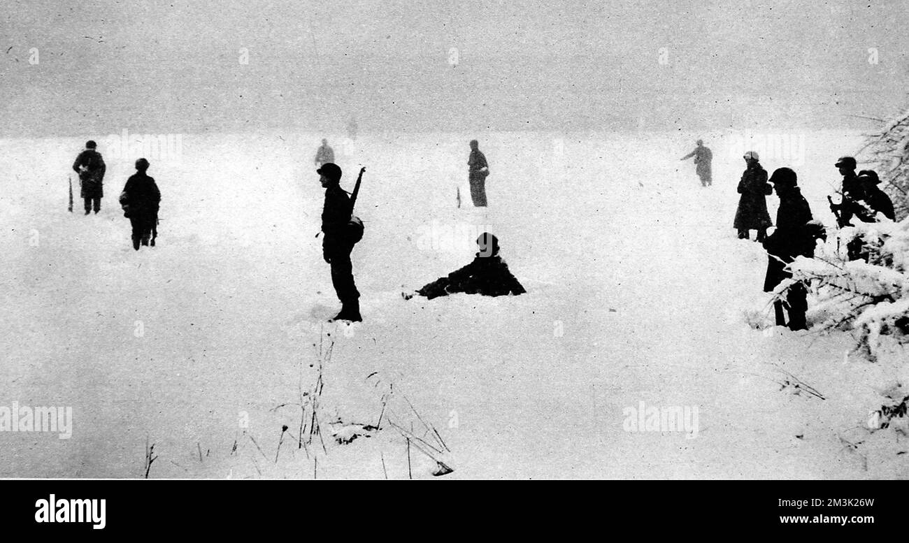 Truppe americane durante la "Battaglia delle Ardenne"; Second Wor Foto Stock