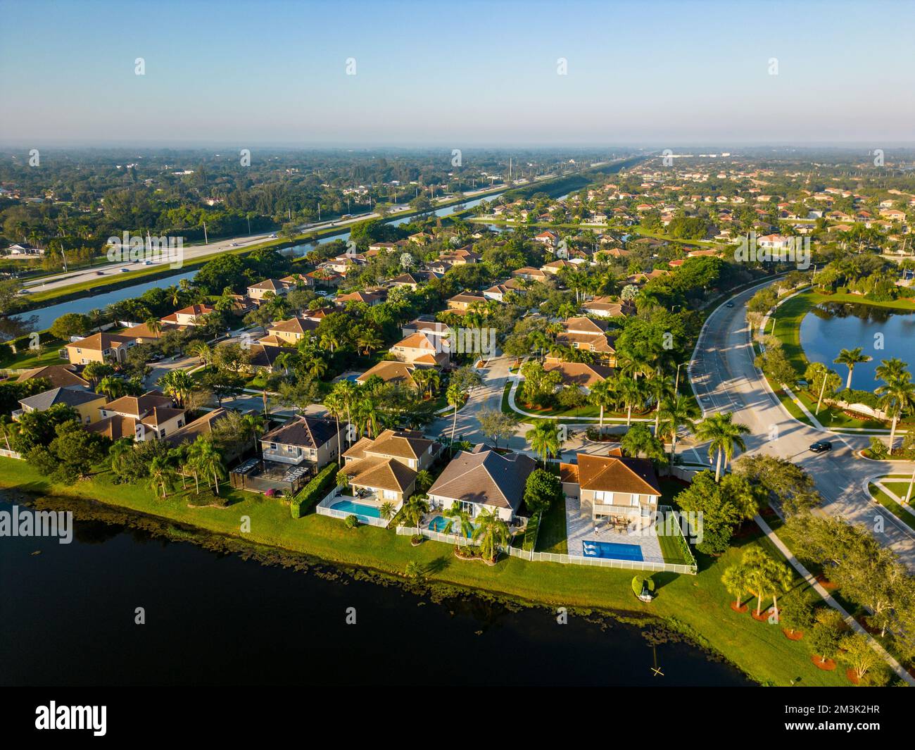 Foto aeree case di lusso a Weston Florida Foto Stock