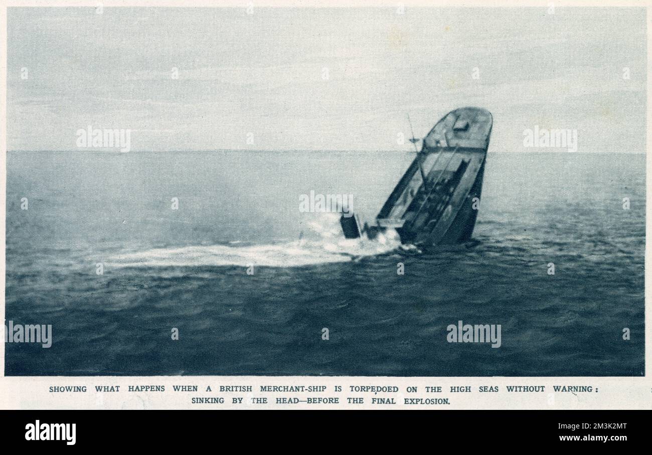 Affondamento della nave mercantile britannica 1916 Foto Stock