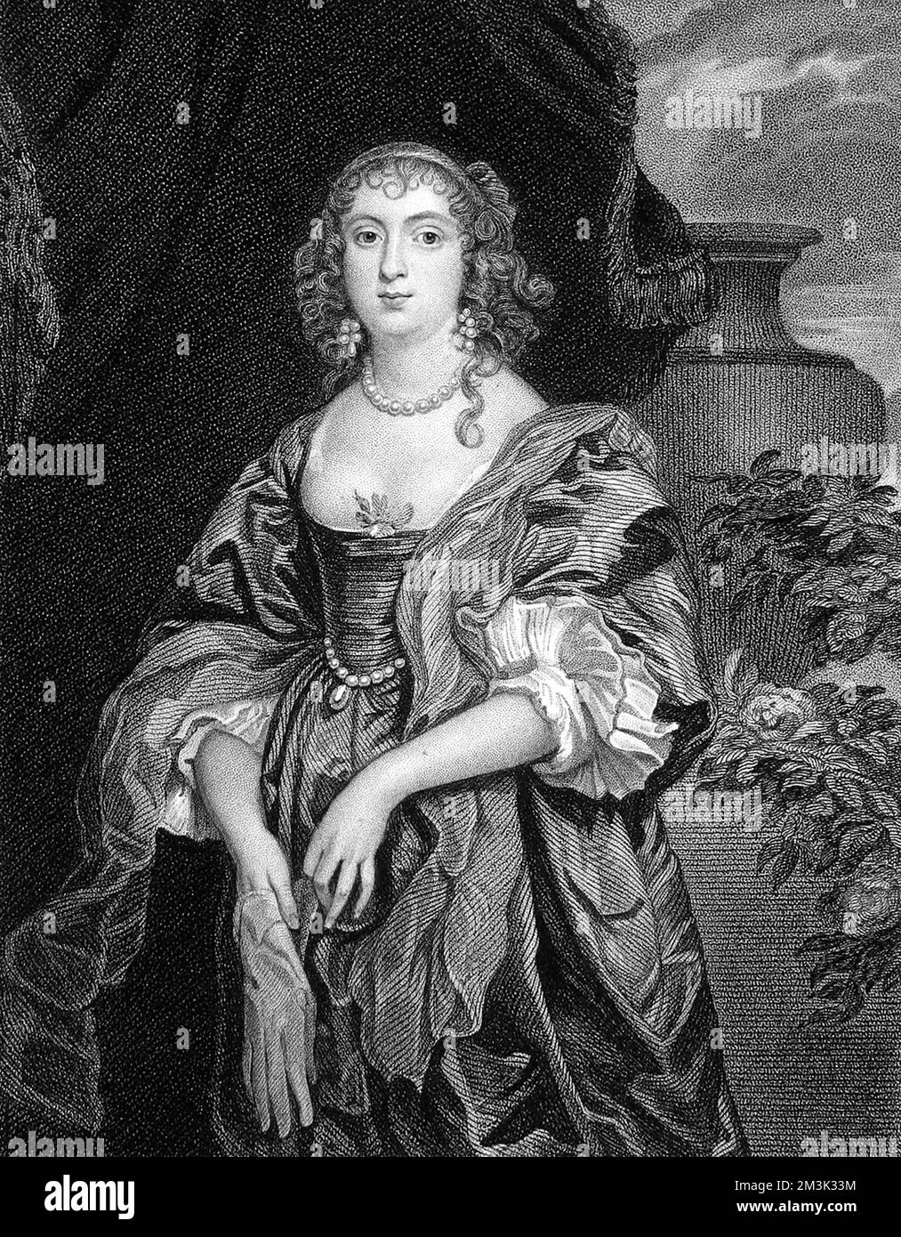 Anne Carre, contessa di Bedford (1615 - 1684), nobildonna inglese benestante, incisione dal ritratto di Vandyke, che è stato tenuto nella collezione del conte di Egremont. Data: c.1670 Foto Stock