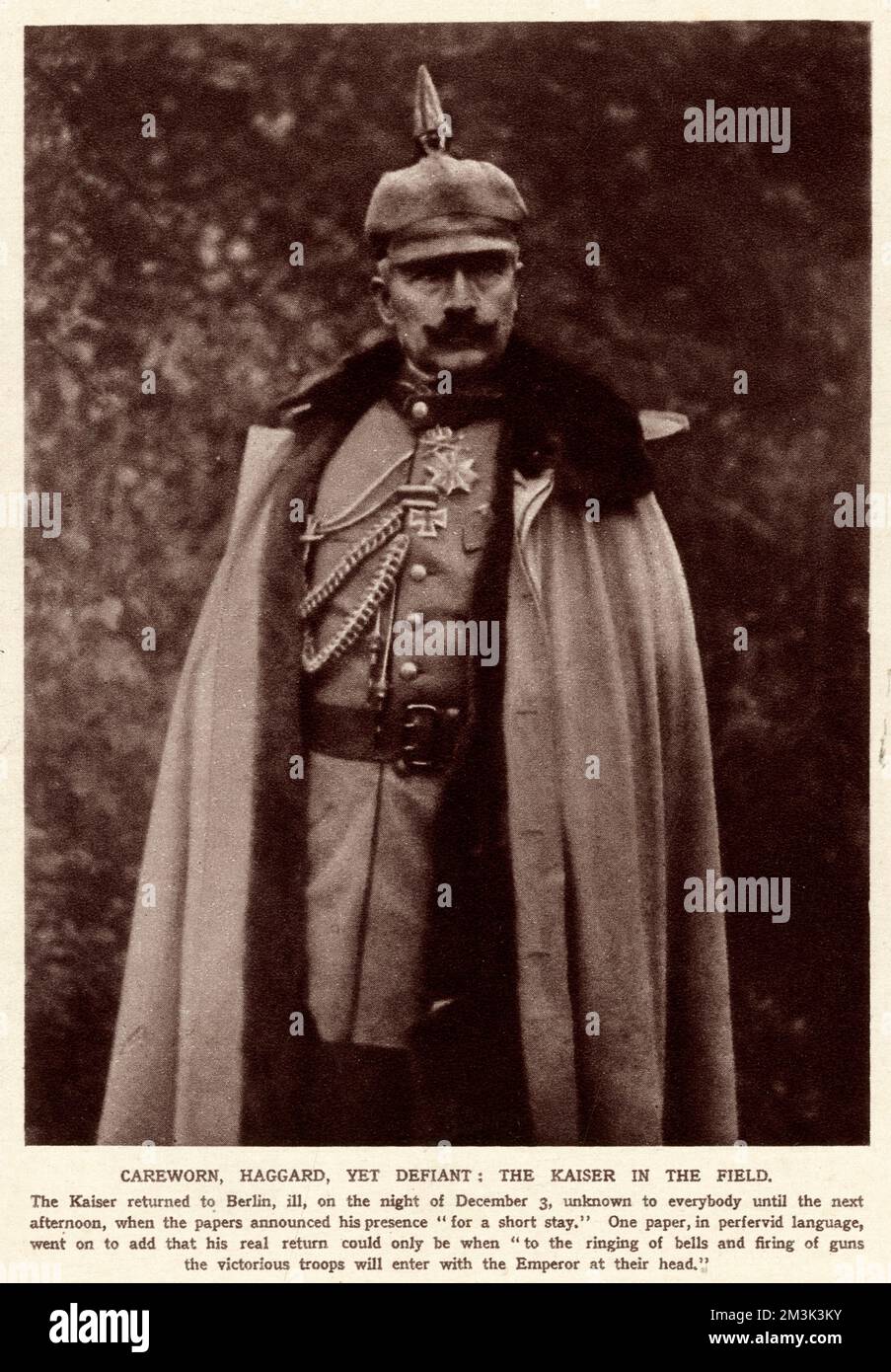 Kaiser Wilhelm II (1859 - 1941), Imperatore tedesco (Kaiser) e Re di Prussia, governò l'Impero tedesco e il Regno di Prussia dal 15 giugno 1888 al 9 novembre 1918. Era il nipote maggiore della regina britannica Victoria e si riferiva a molti monarchi e principi d'Europa. 1914 Foto Stock