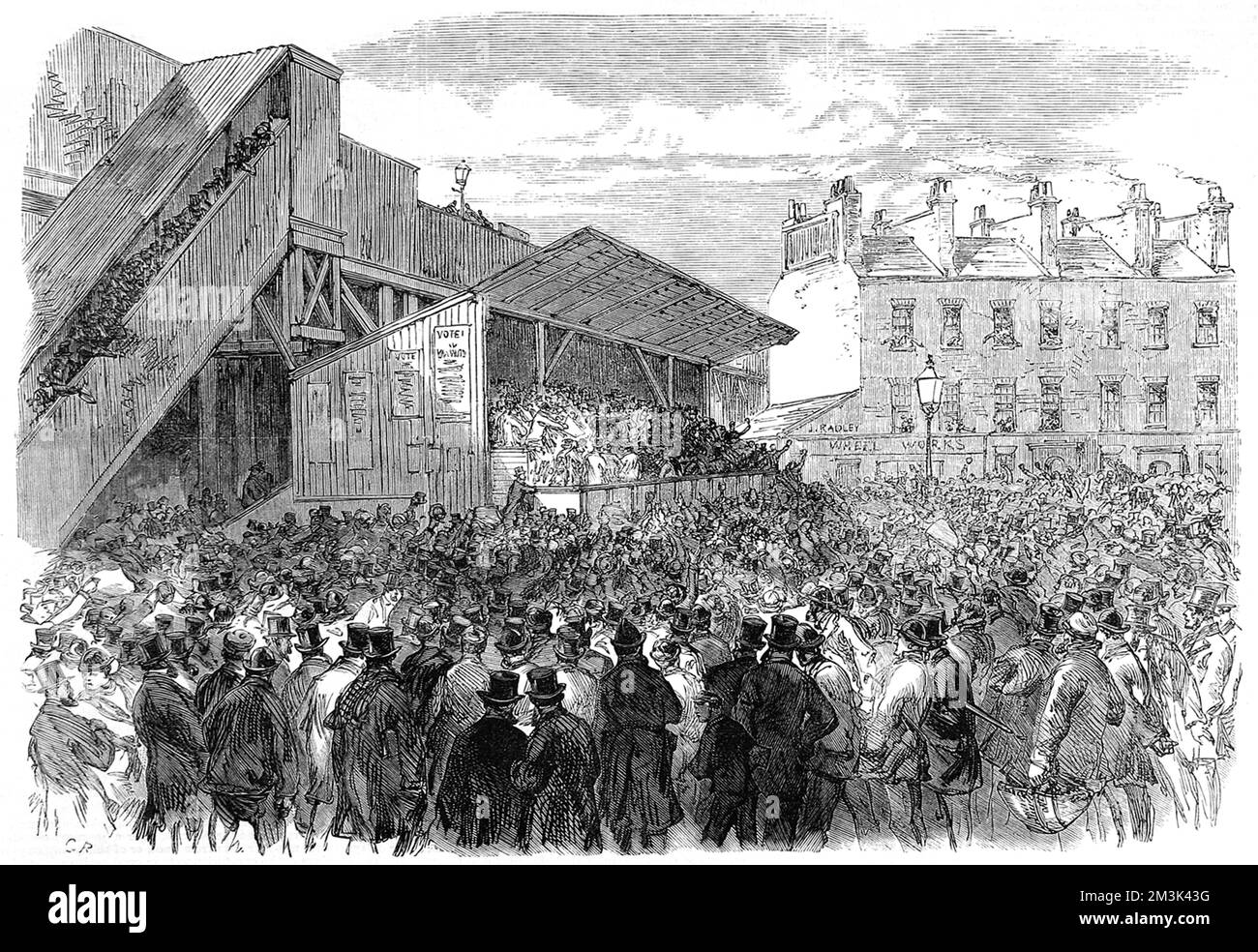 Le marchette per le elezioni Southwark, svoltesi accanto a Borough Road, 1870. 1870 Foto Stock