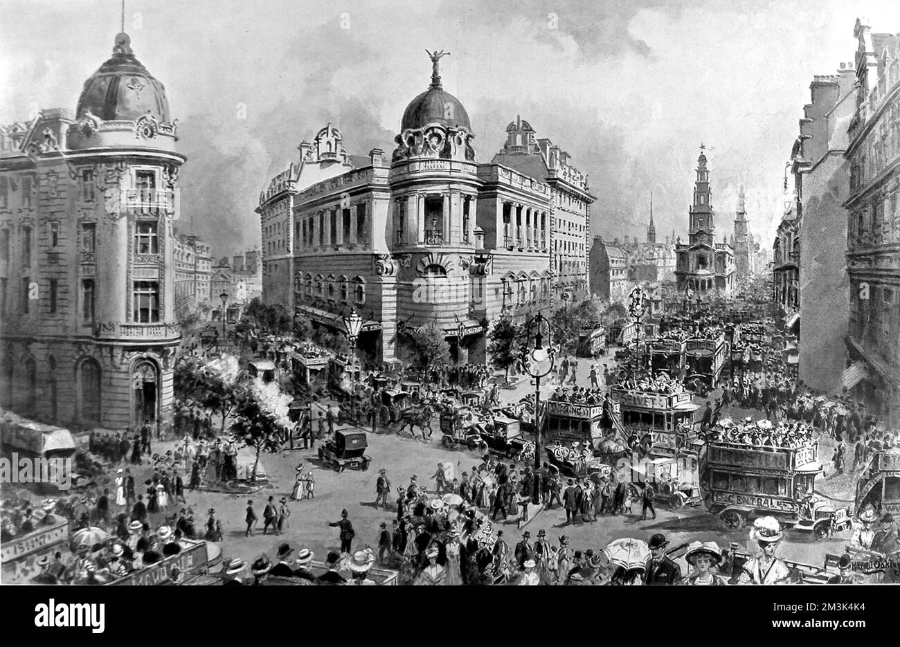 Traffico nello Strand, Londra 1908 Foto Stock
