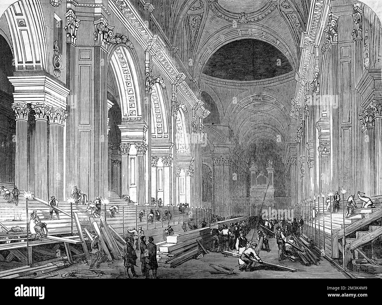 La nave della Cattedrale di St. Paul, Londra 1852 Foto Stock
