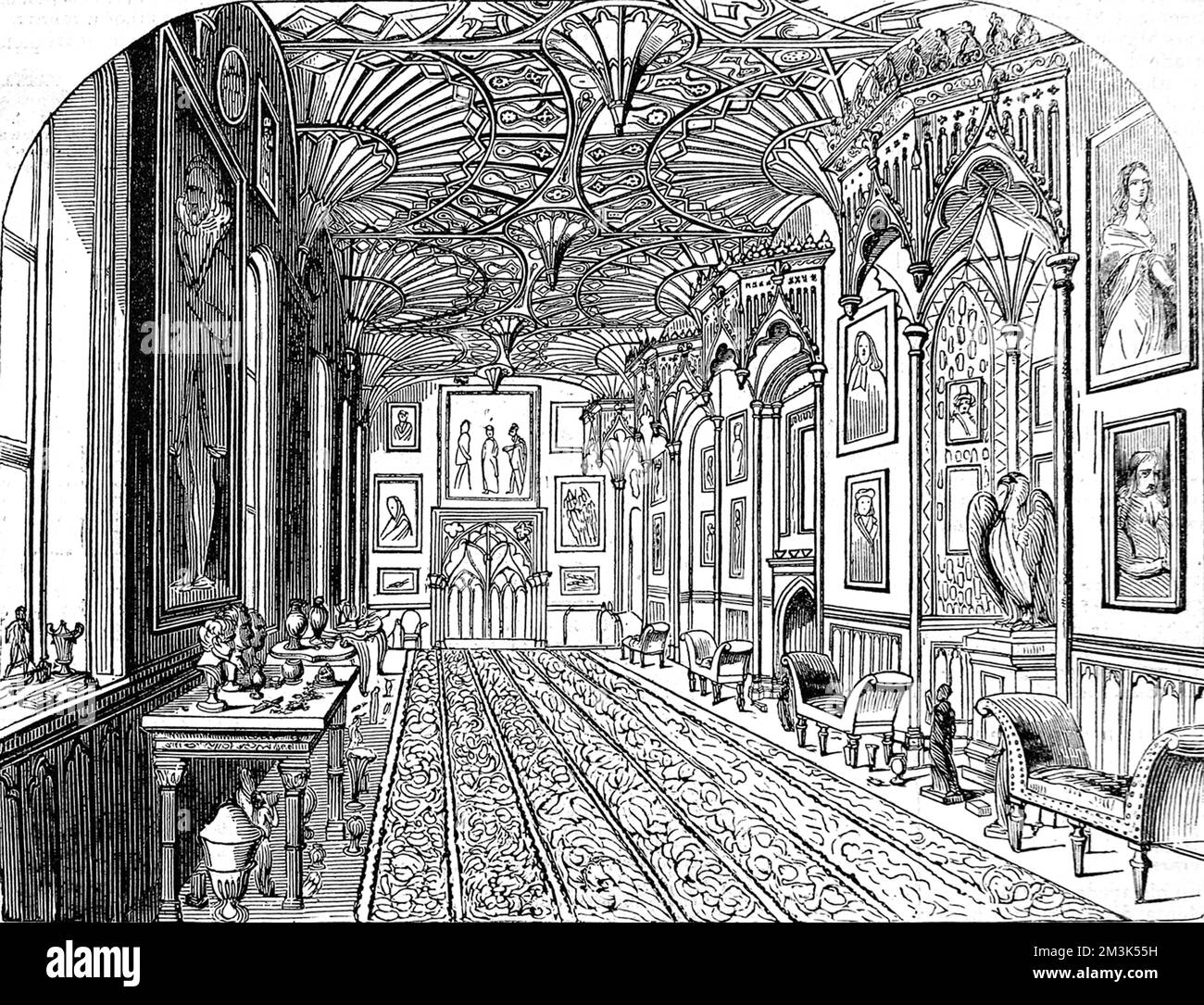 Interno di Strawberry Hill House, Londra 1842 Foto Stock