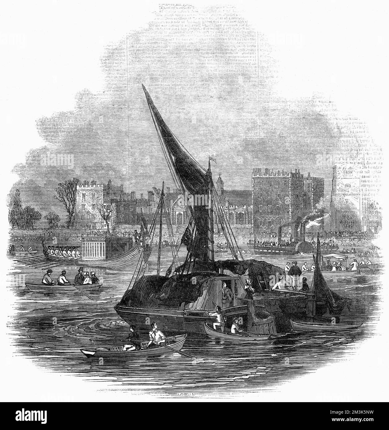 Chiatte sul Tamigi, 1845 Foto Stock