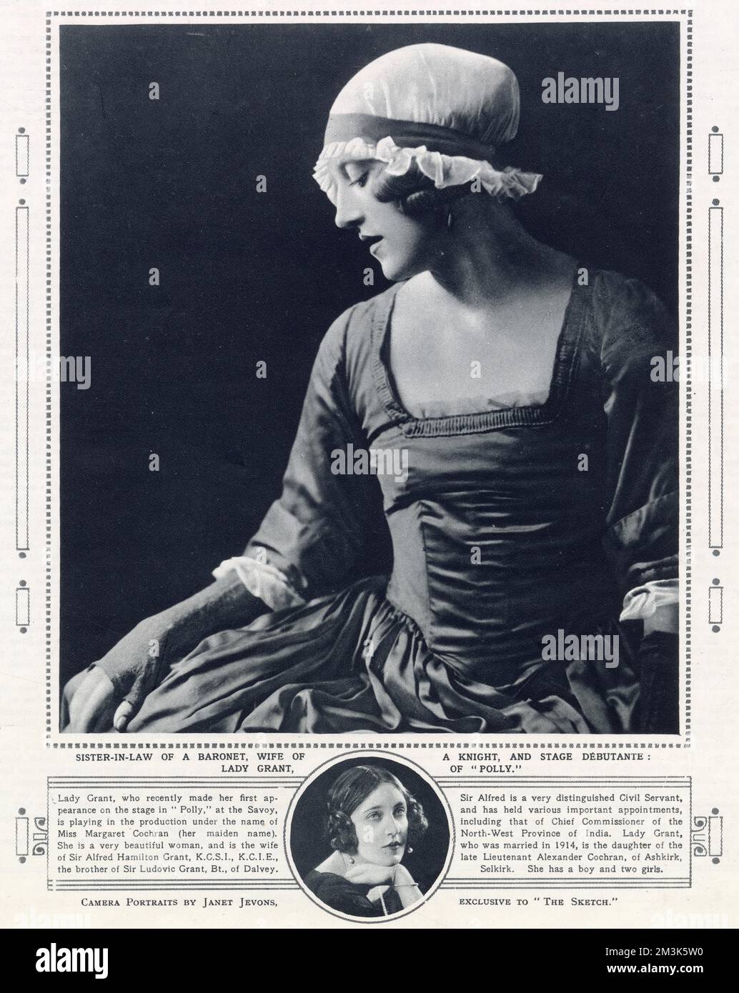 Lady Grant, nee Miss Margaret Cochran, in costume per la commedia 'Polly' al Savoy Theatre, Londra, 1923. Lady Grant era la moglie di Sir Alfred Hamilton Grant, ex commissario capo della provincia nord-occidentale dell'India. Foto Stock