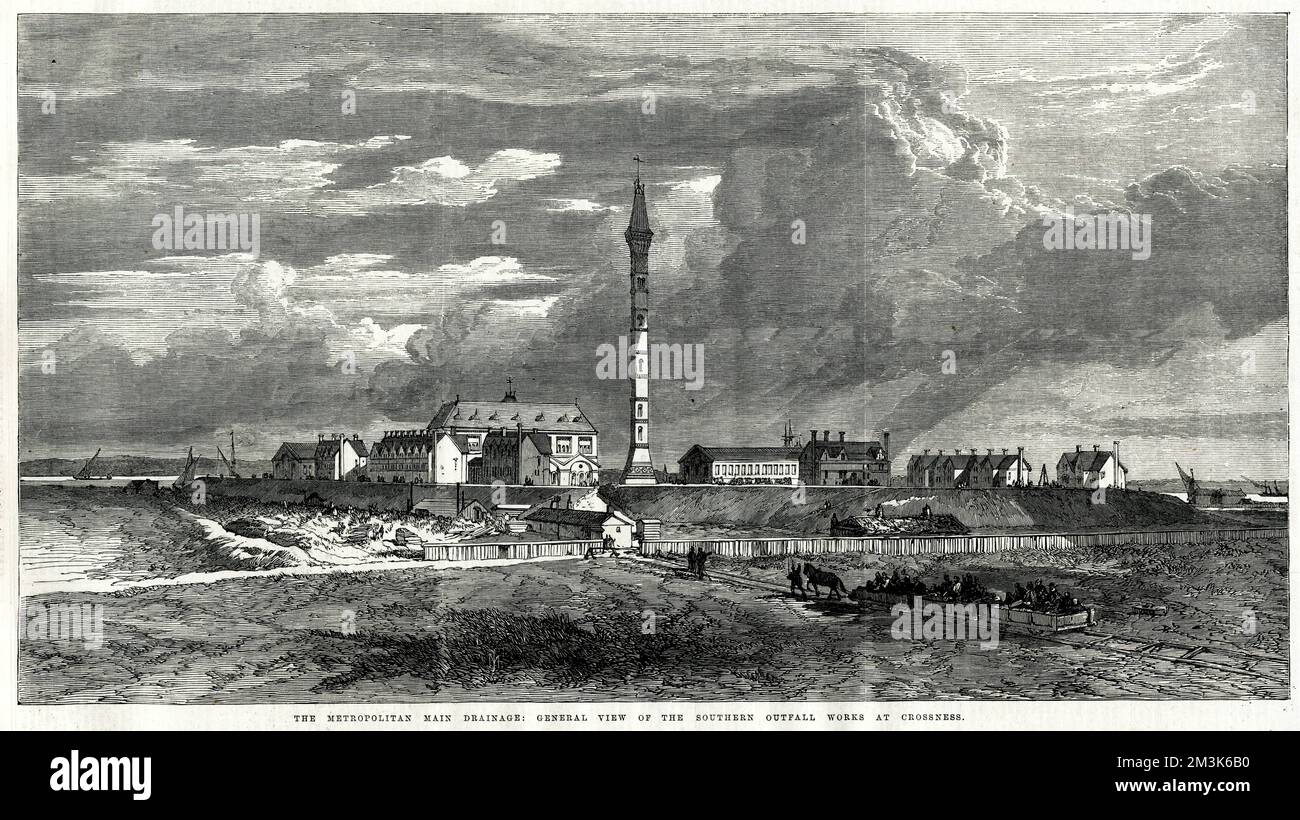 Il Metropolitan Main Drainage lavora al Crossness 1865 Foto Stock