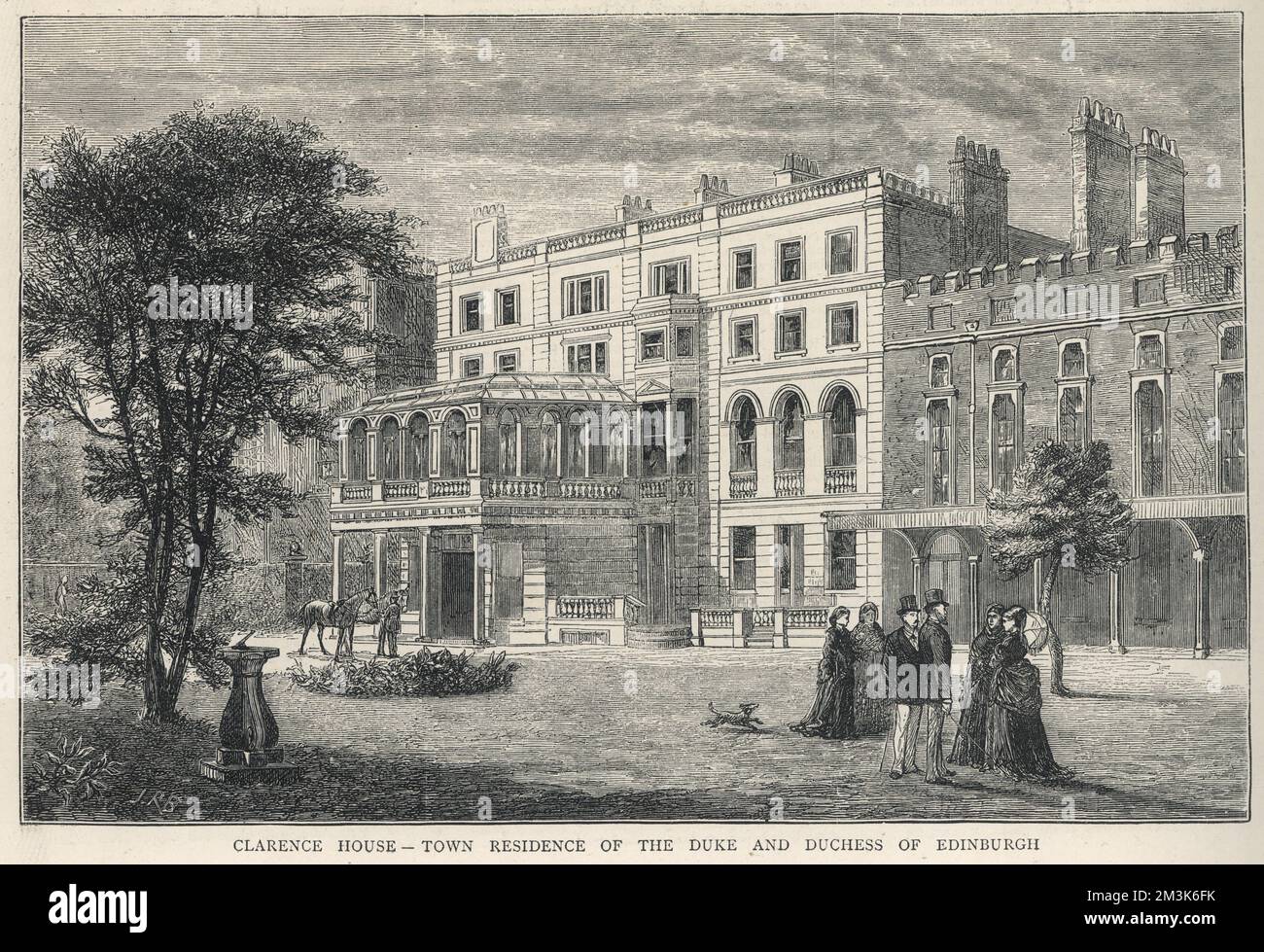 Esterno di Clarence House, Londra, poi la residenza cittadina del Duca e della Duchessa di Edimburgo Data: 1874 Foto Stock