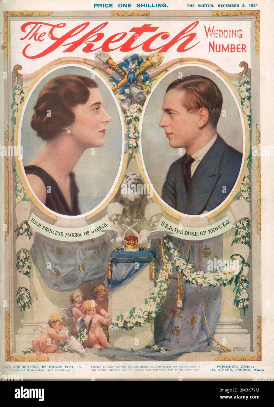 Speciale numero di matrimonio copertina che celebra il matrimonio del Principe Giorgio, Duca di Kent e Principessa Marina di Grecia, successivamente Duchessa di Kent nel novembre 1934. Data: 5th dicembre 1934 Foto Stock