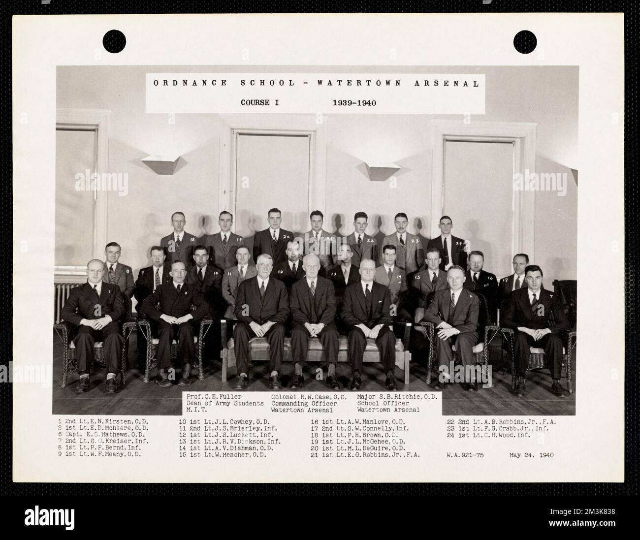 Scuola di Ornance, Arsenale di Watertown, corso i, 1939-1940 , Armores, Industria degli ordigni, studenti, Watertown Arsenal Mass.. Record degli Stati Uniti Esercito operativo Foto Stock