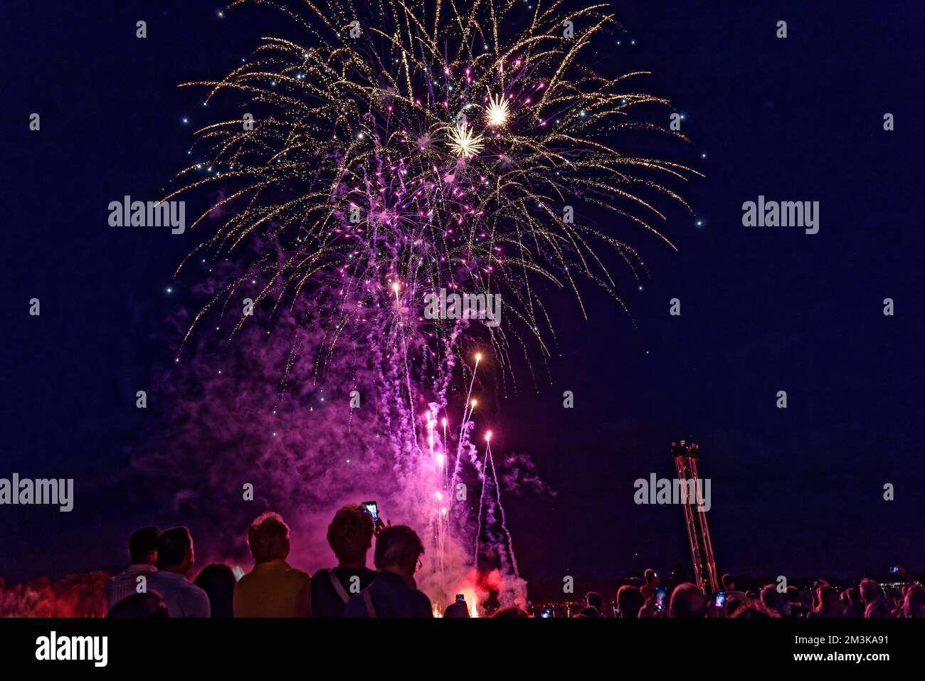 Fiera laser .Feuerwerk über Maschsee Hannover. Foto Stock