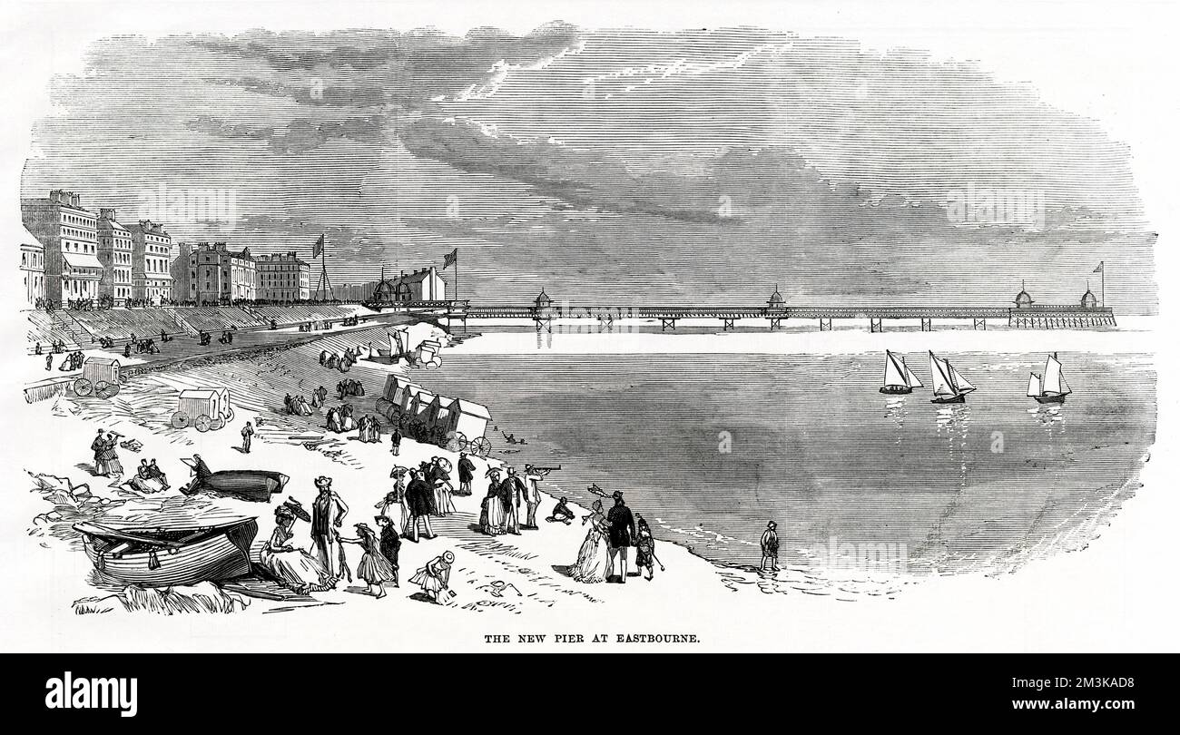 Il nuovo molo di Eastbourne, Sussex. Data: 1870 Foto Stock