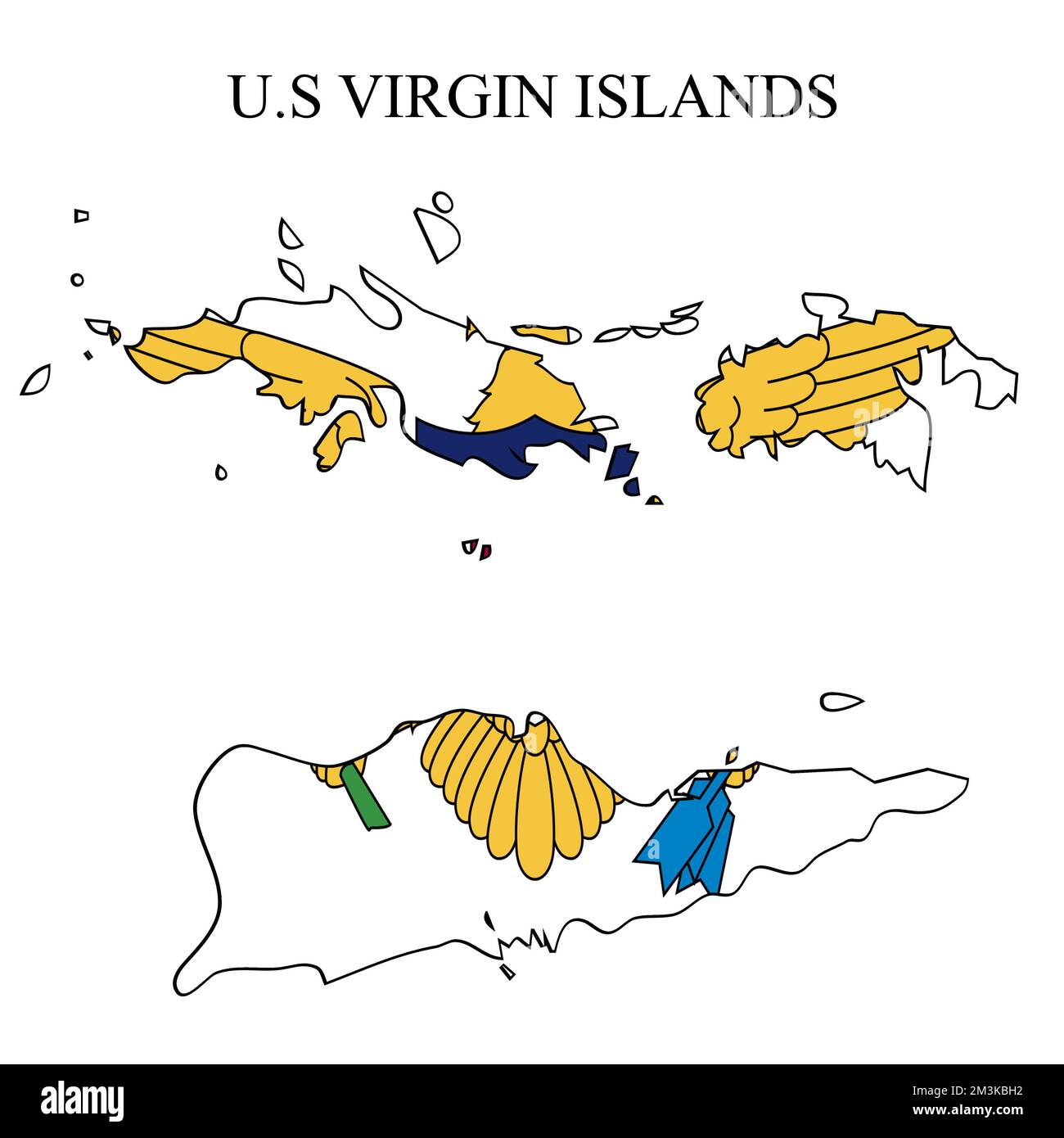 STATI UNITI Illustrazione del vettore della mappa delle Isole Vergini. Economia globale. Paese famoso. Caraibi. America Latina. America. Illustrazione Vettoriale