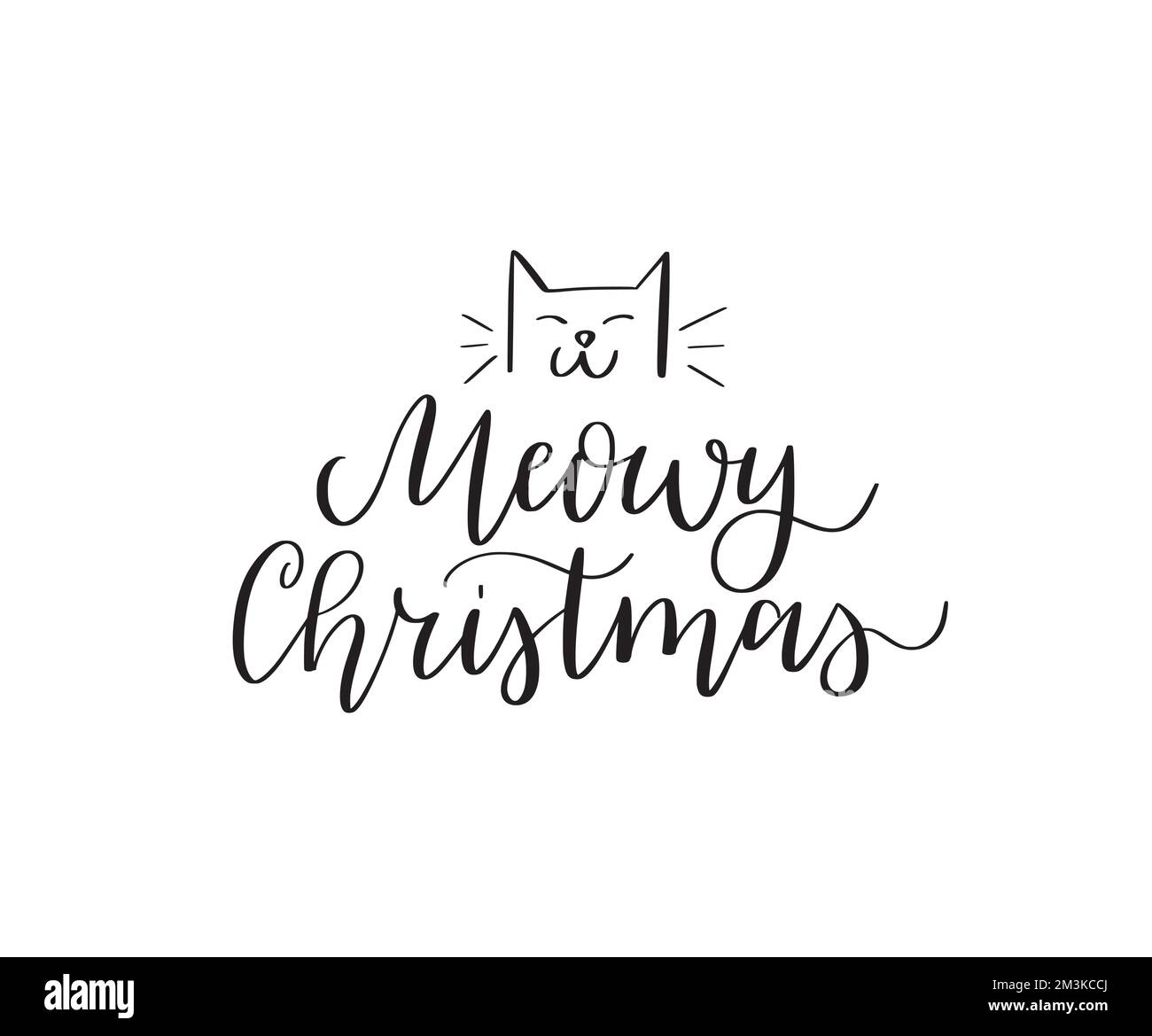 Meowy Natale carino gatto doodle saluti scheda Illustrazione Vettoriale