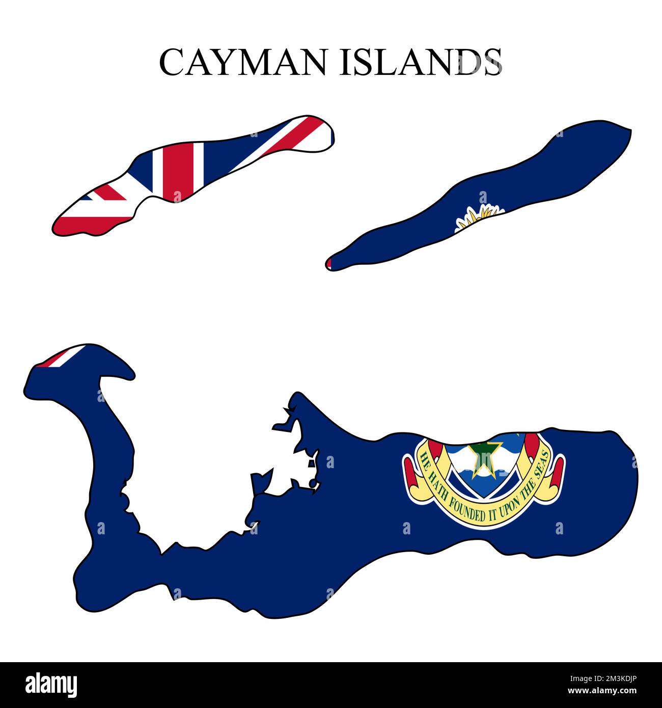 Illustrazione vettoriale della mappa delle Isole Cayman. Economia globale. Paese famoso. Caraibi. America Latina. America. Illustrazione Vettoriale