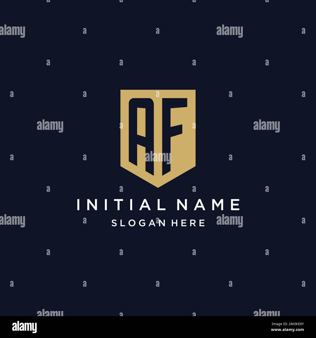 AF monogramma iniziali logo design con icona scudo modello Illustrazione Vettoriale