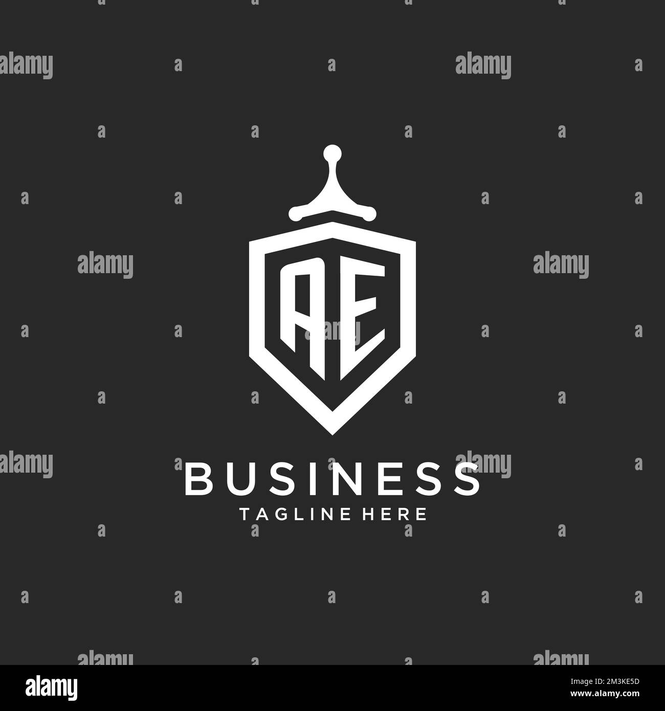 AE monogramma logo iniziale con protezione forma idee di design Illustrazione Vettoriale