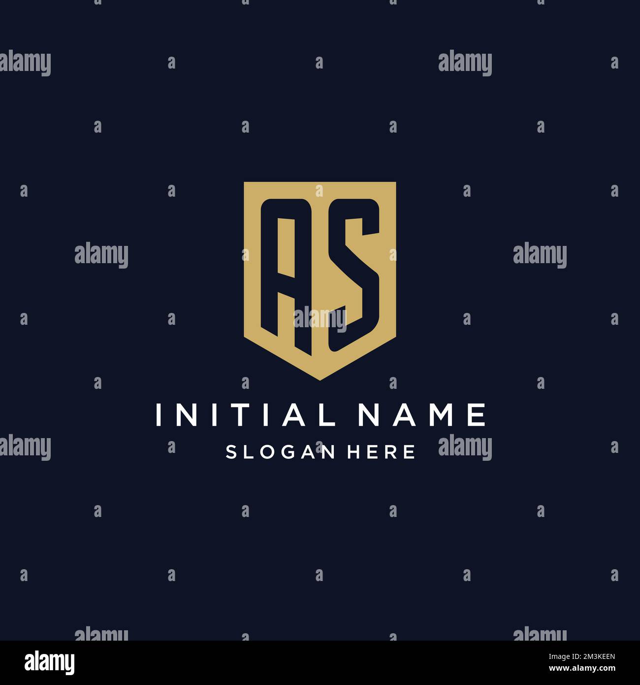 COME monogramma iniziali logo design con icona scudo modello Illustrazione Vettoriale