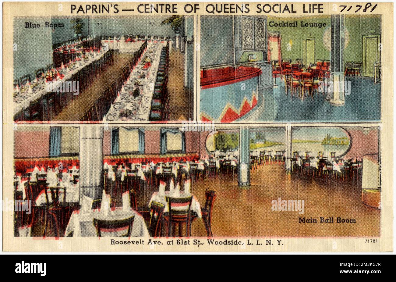 Pabrin's -- centro della vita sociale delle Regine. Roosevelt Ave. A 61st St., Woodside, L. I., N. Y., ristoranti, Tichnor Brothers Collection, cartoline degli Stati Uniti Foto Stock