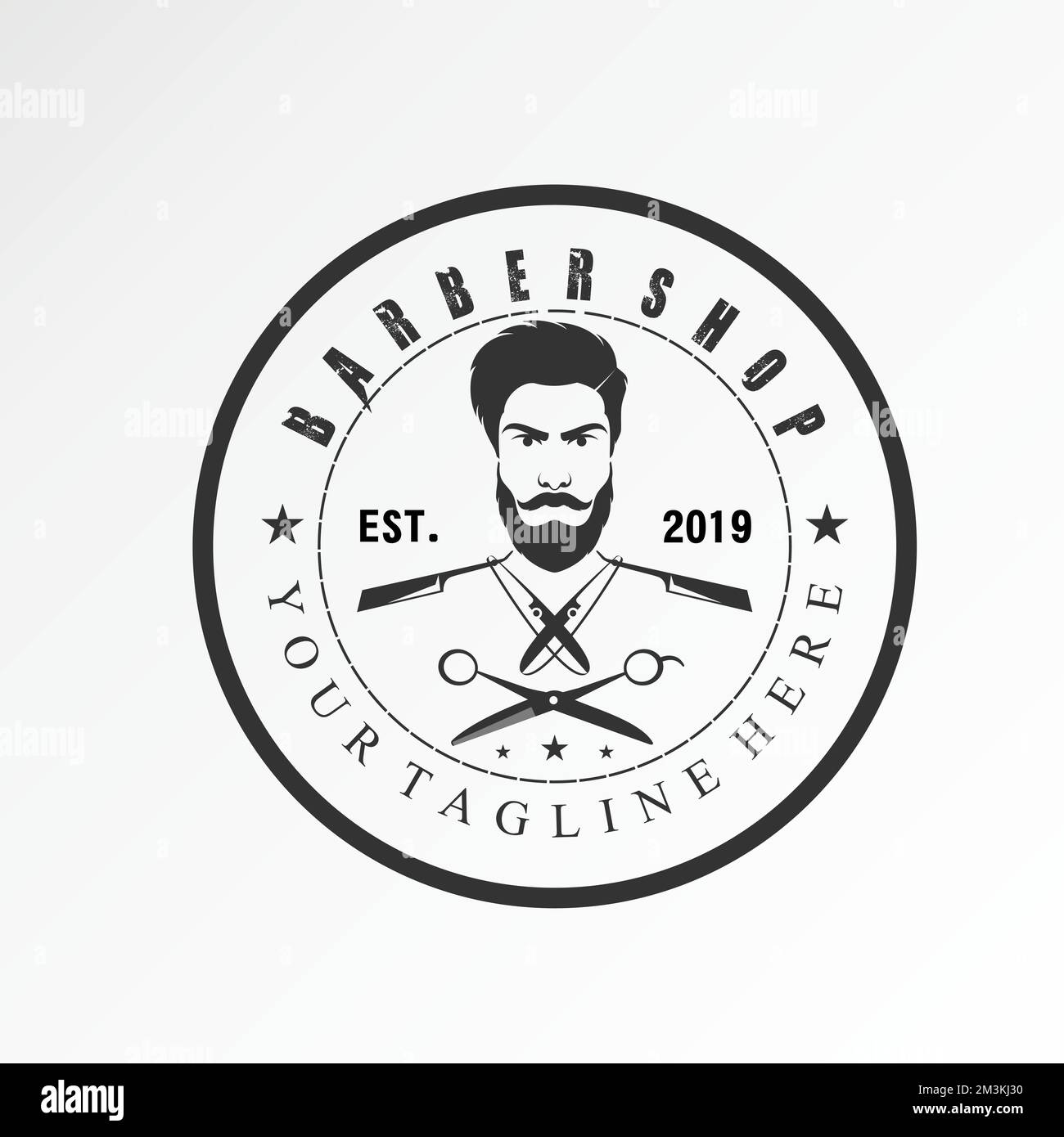 uomo professionale e di classe haircut strumenti immagine grafica icona logo design astratto concetto vettore stock. Può essere utilizzato come simbolo relativo al barbiere. Illustrazione Vettoriale