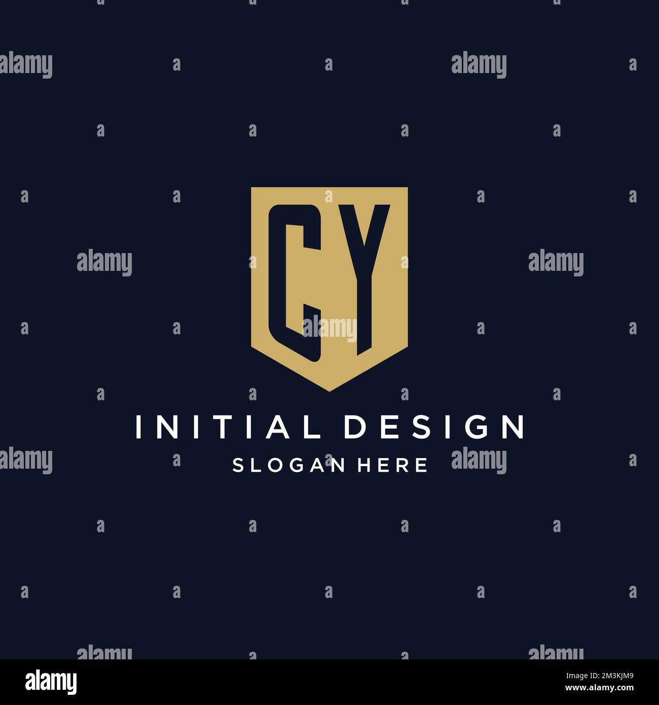 CY monogramma iniziali logo design con icona scudo modello Illustrazione Vettoriale