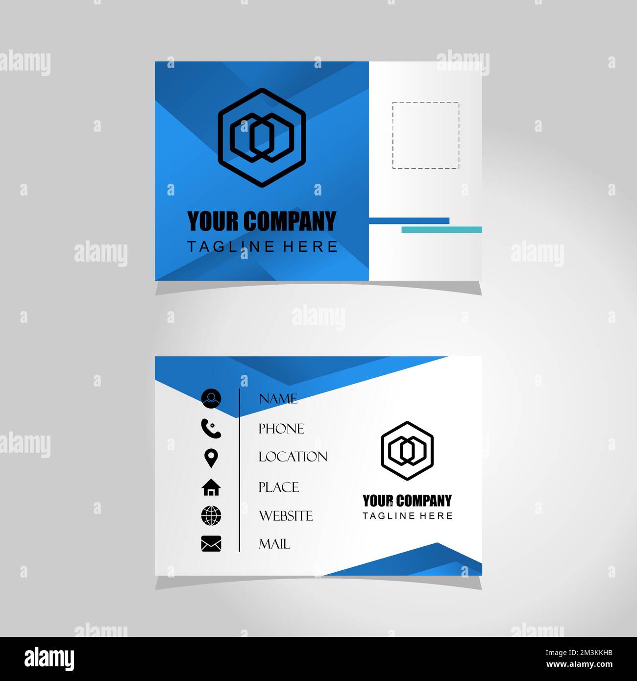 Biglietto da visita in colori blu che sembrano attraente icona grafica logo design astratto concetto stock vettoriale. associato a un'identità o a una promozione Illustrazione Vettoriale