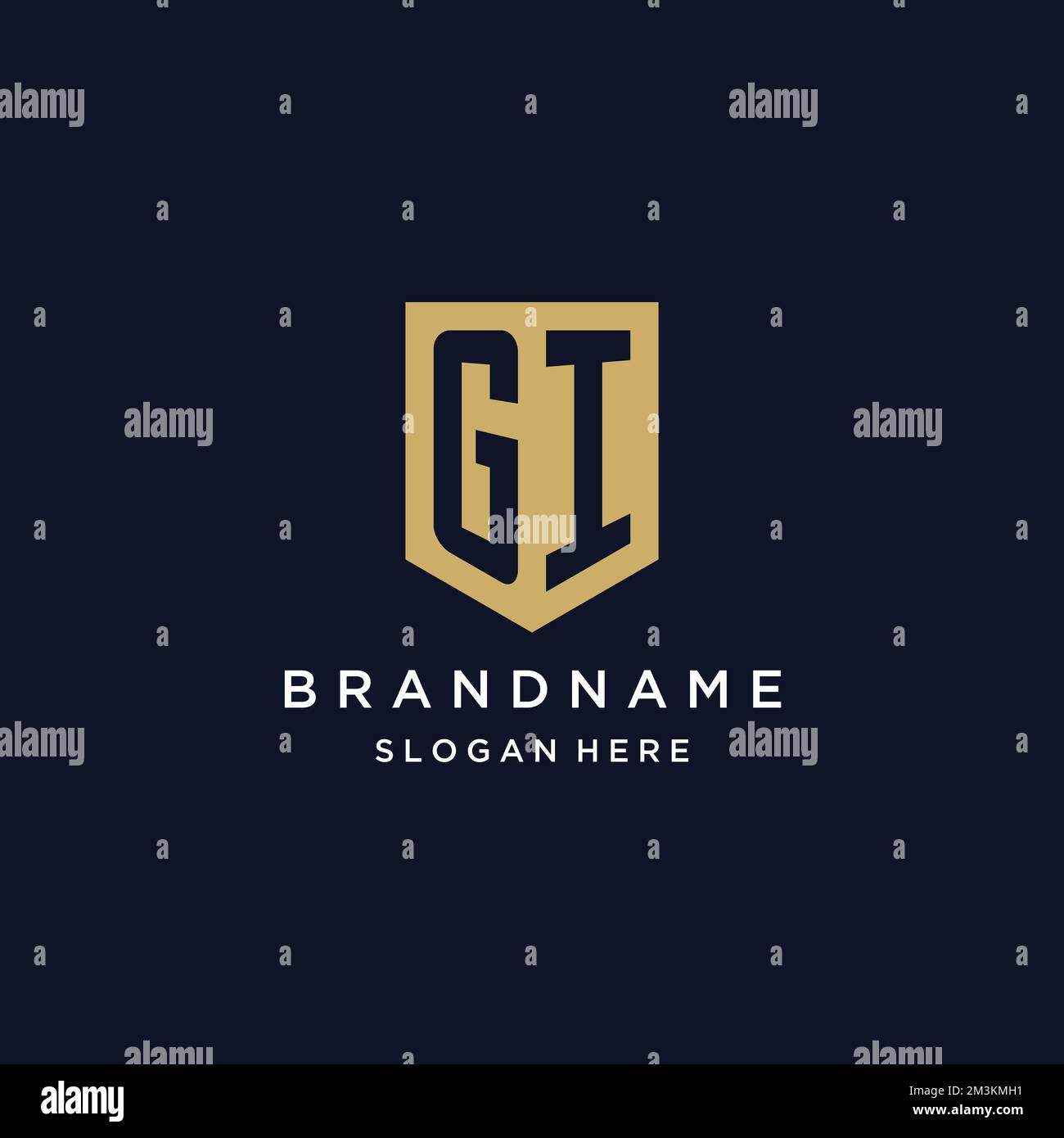 GI monogramma iniziali logo design con icona scudo modello Illustrazione Vettoriale