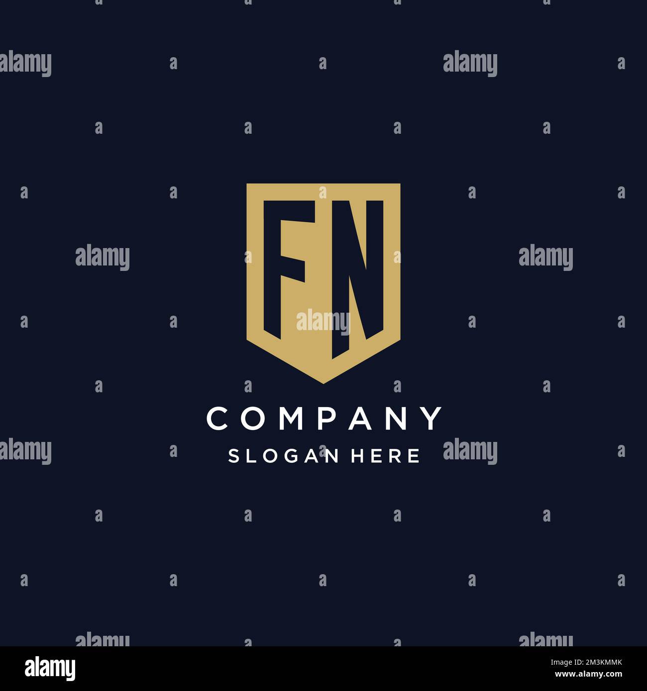FN monogramma iniziali logo design con icona scudo modello Illustrazione Vettoriale