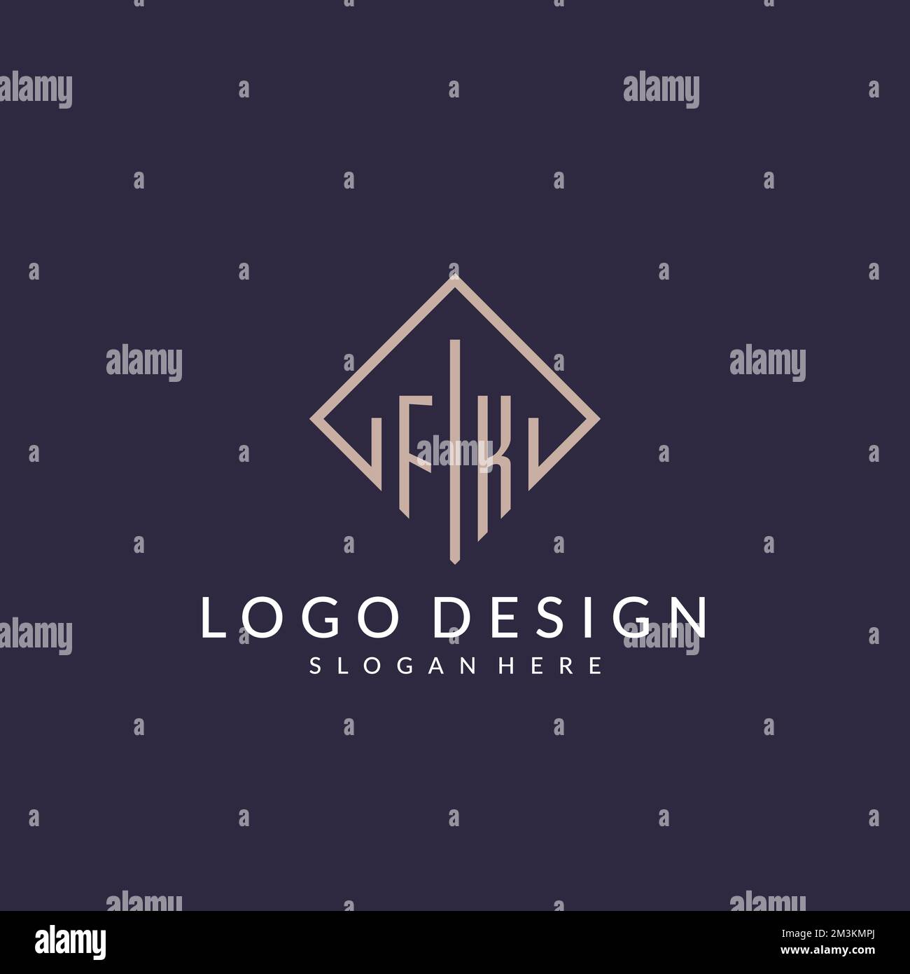 FK iniziale monogramma logo con rettangolare stile idee di design Illustrazione Vettoriale