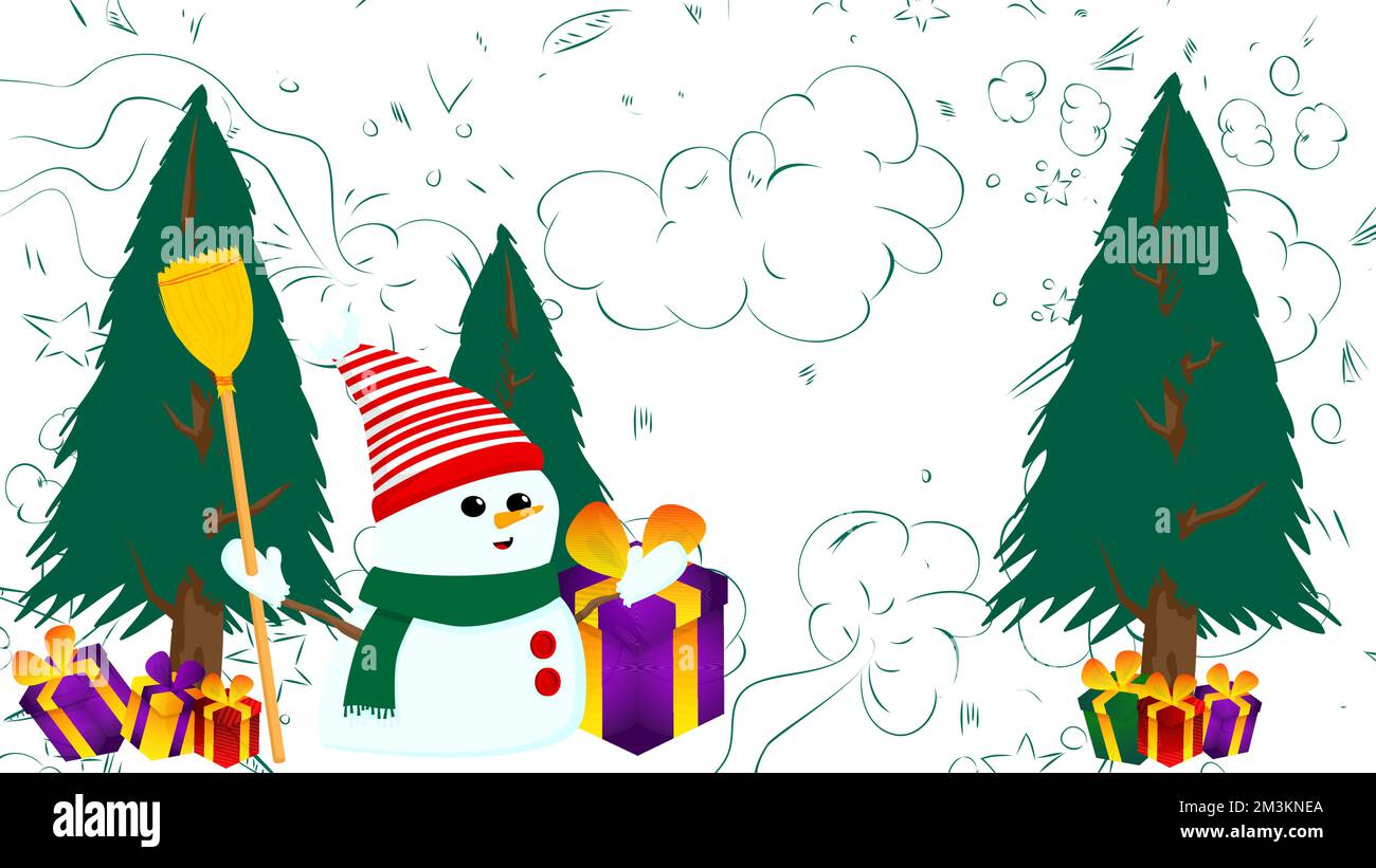 Illustrazione di sfondo di Natale. Cartoon poster evento vacanza. Illustrazione Vettoriale