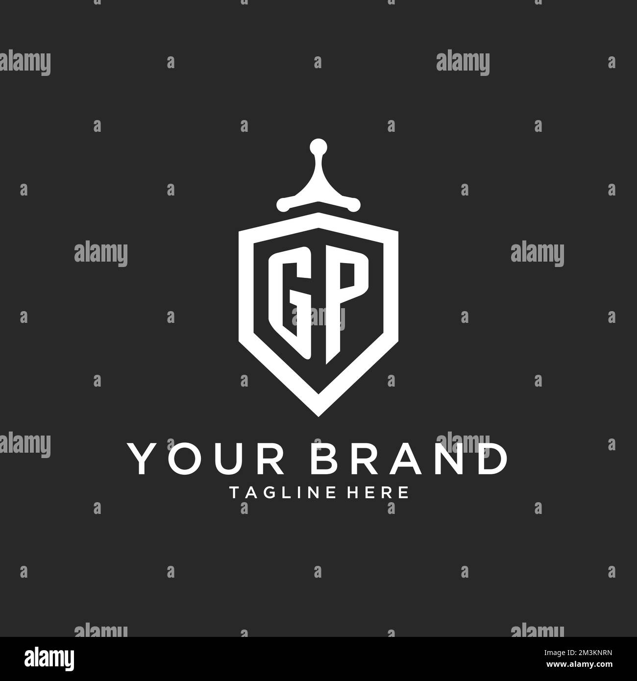 GP monogramma logo iniziale con protezione forma idee di design Illustrazione Vettoriale