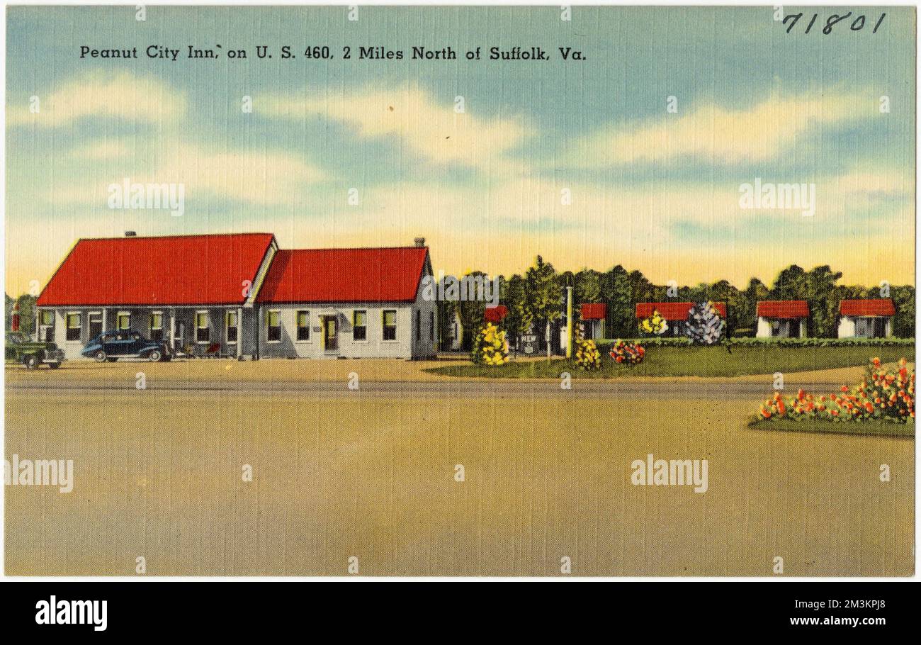 Peanut City Inn, sulla US 460, 2 km circa a nord di Suffolk, Virginia , Motels, Tichnor Brothers Collection, cartoline degli Stati Uniti Foto Stock