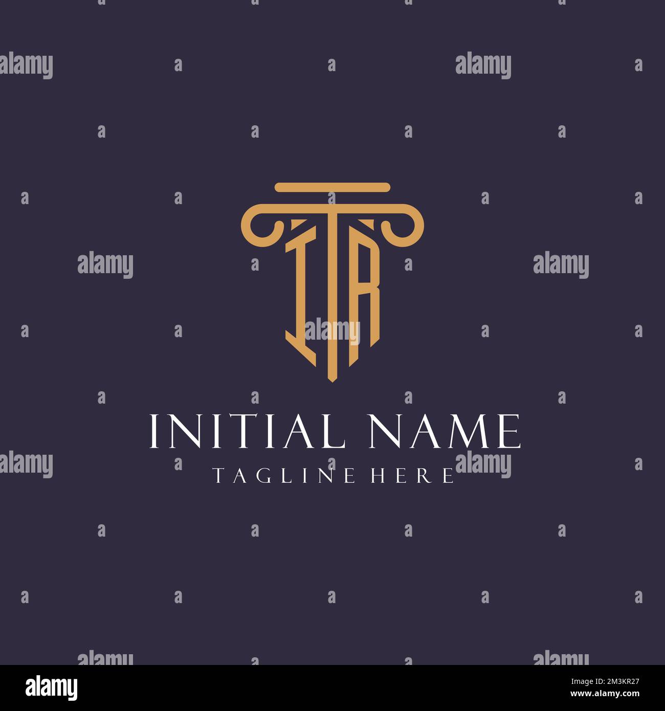 IR monogramma sigla design per studio legale, avvocato, ufficio legale con idee stile colonna Illustrazione Vettoriale