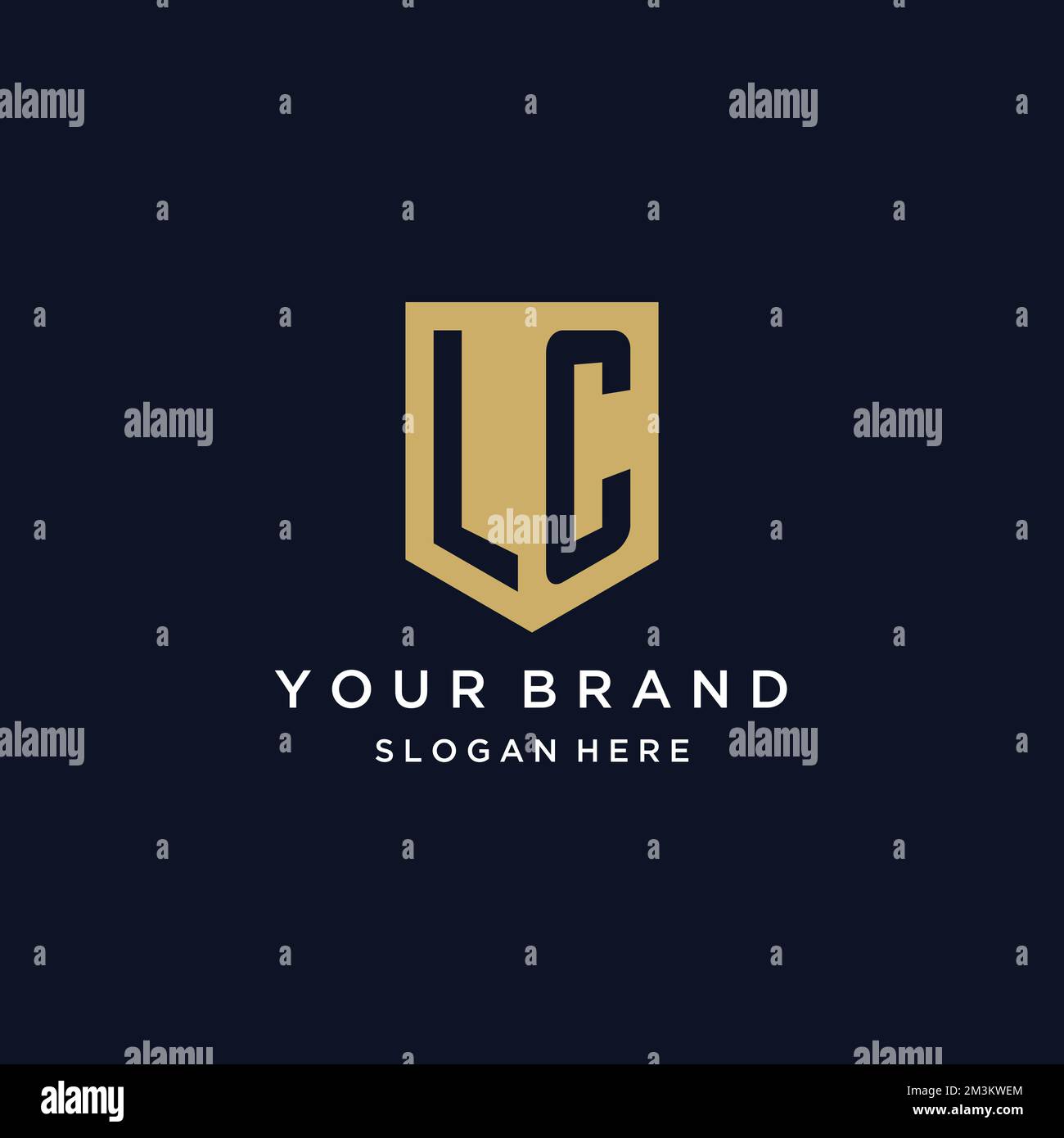LC monogramma iniziali logo design con icona scudo modello Illustrazione Vettoriale