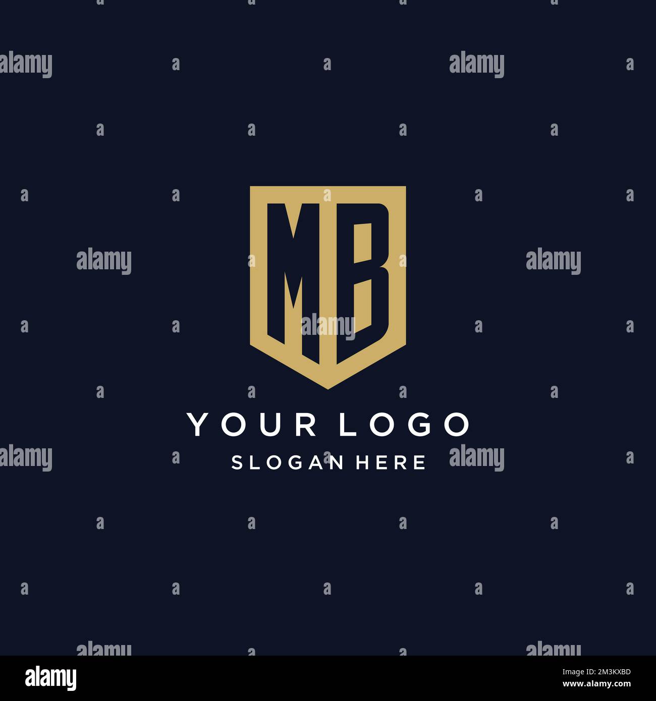 MB monogramma iniziali logo design con icona scudo modello Illustrazione Vettoriale