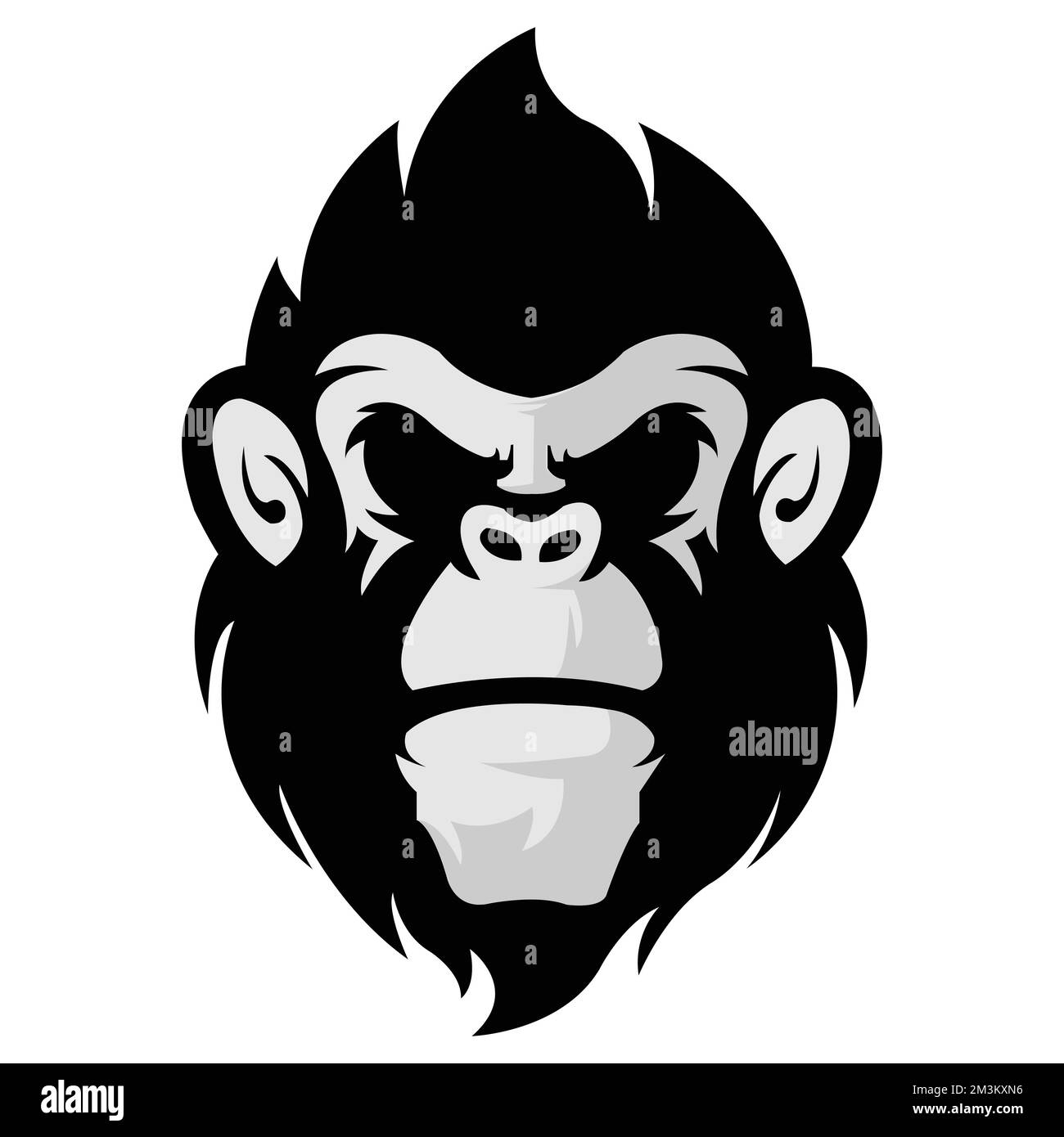 vettore modello logo testa gorilla arrabbiato. Modello di logo per la faccia delle scimmie vettoriale.EPS 10 Illustrazione Vettoriale