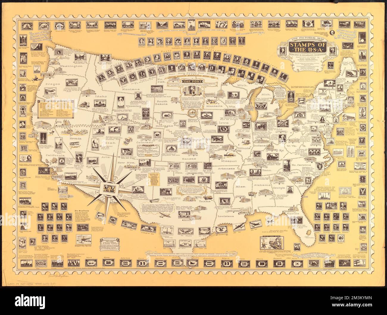 La mappa grafica, francobolli degli Stati Uniti , Raccolta di timbri, Stati Uniti, Mappe, Stati Uniti, Mappe Norman B. Leventhal Map Center Collection Foto Stock