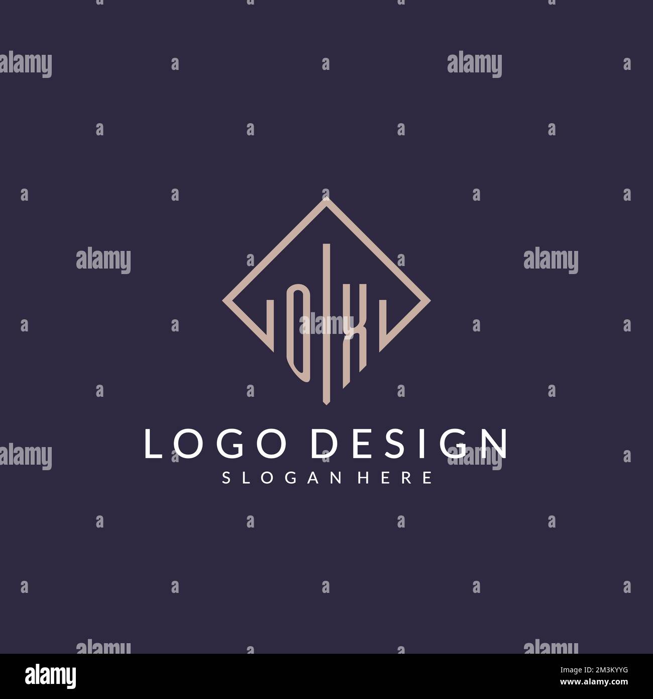 LOGO INIZIALE DEL MONOGRAMMA DEL OX con le idee di disegno di stile del rettangolo Illustrazione Vettoriale