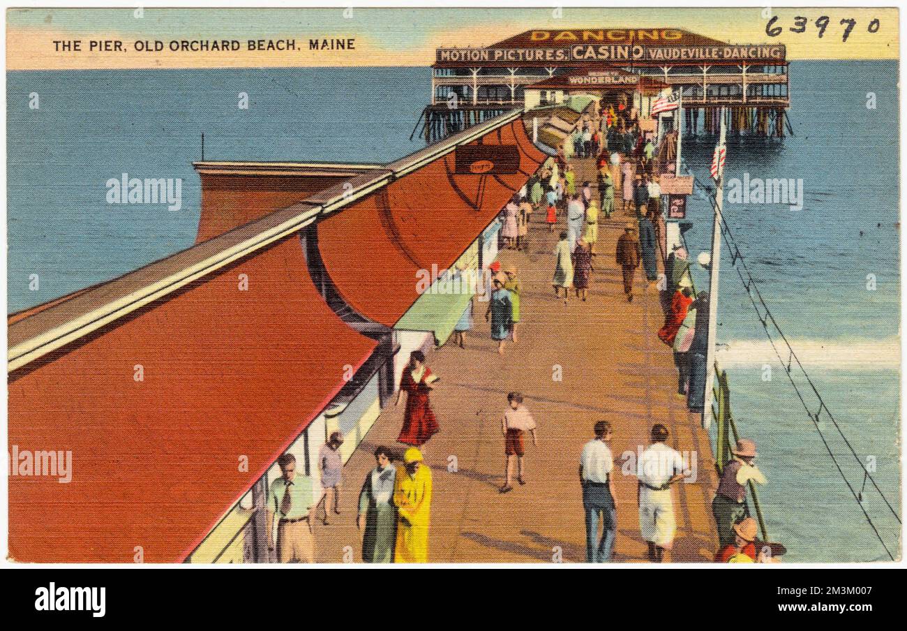 Il molo, Old Orchard Beach, Maine, Piers & Wharves, Sport & strutture ricreative, Tichnor Brothers Collection, cartoline degli Stati Uniti Foto Stock