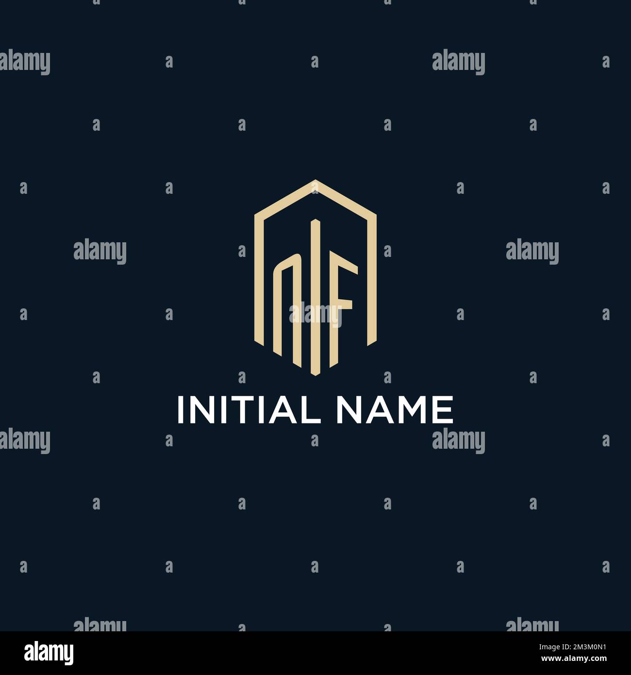 NF logo monogramma iniziale con forma esagonale stile, logo immobiliare design idee vettore di ispirazione Illustrazione Vettoriale