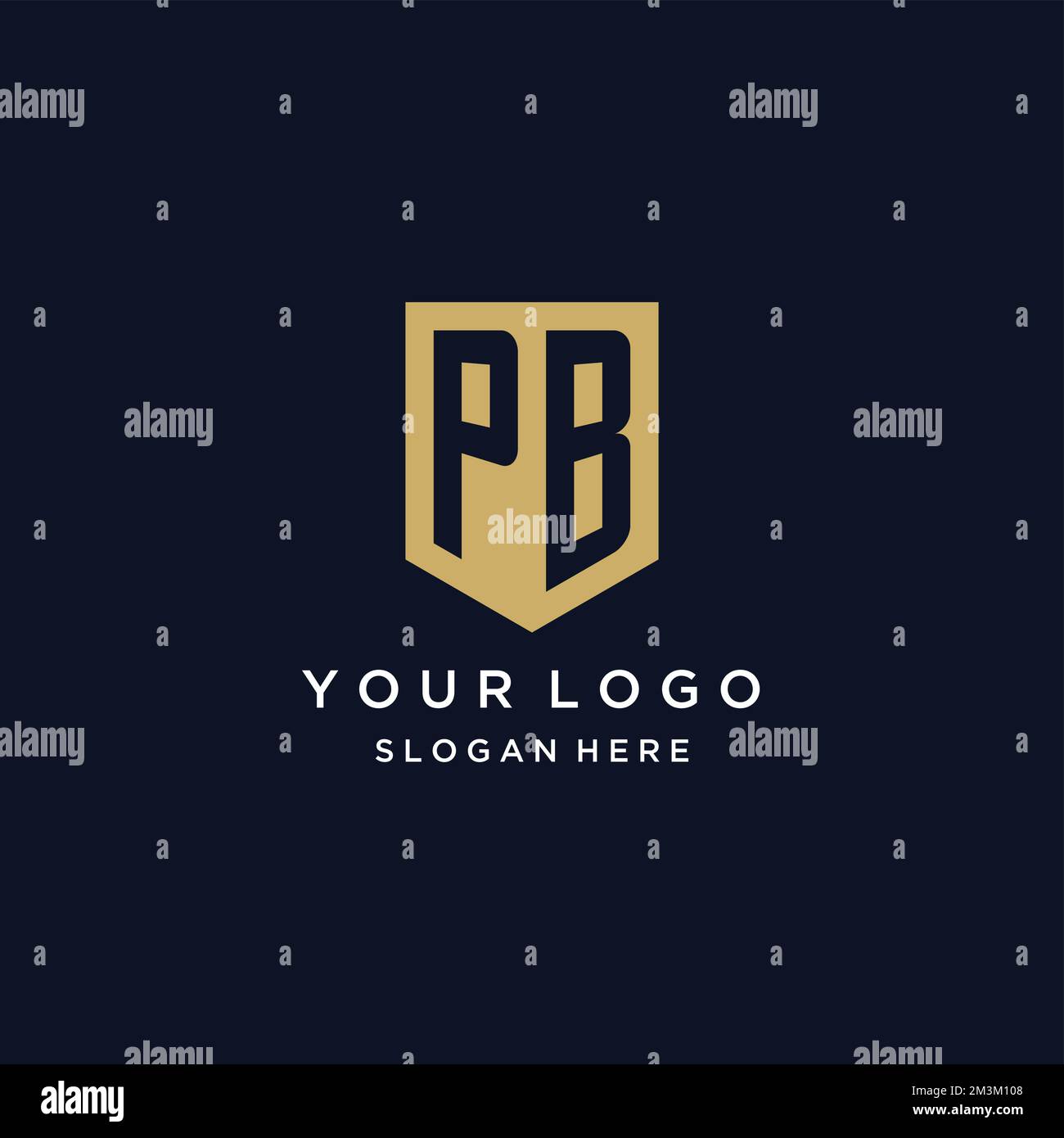 PB monogramma iniziali logo design con icona scudo modello Illustrazione Vettoriale