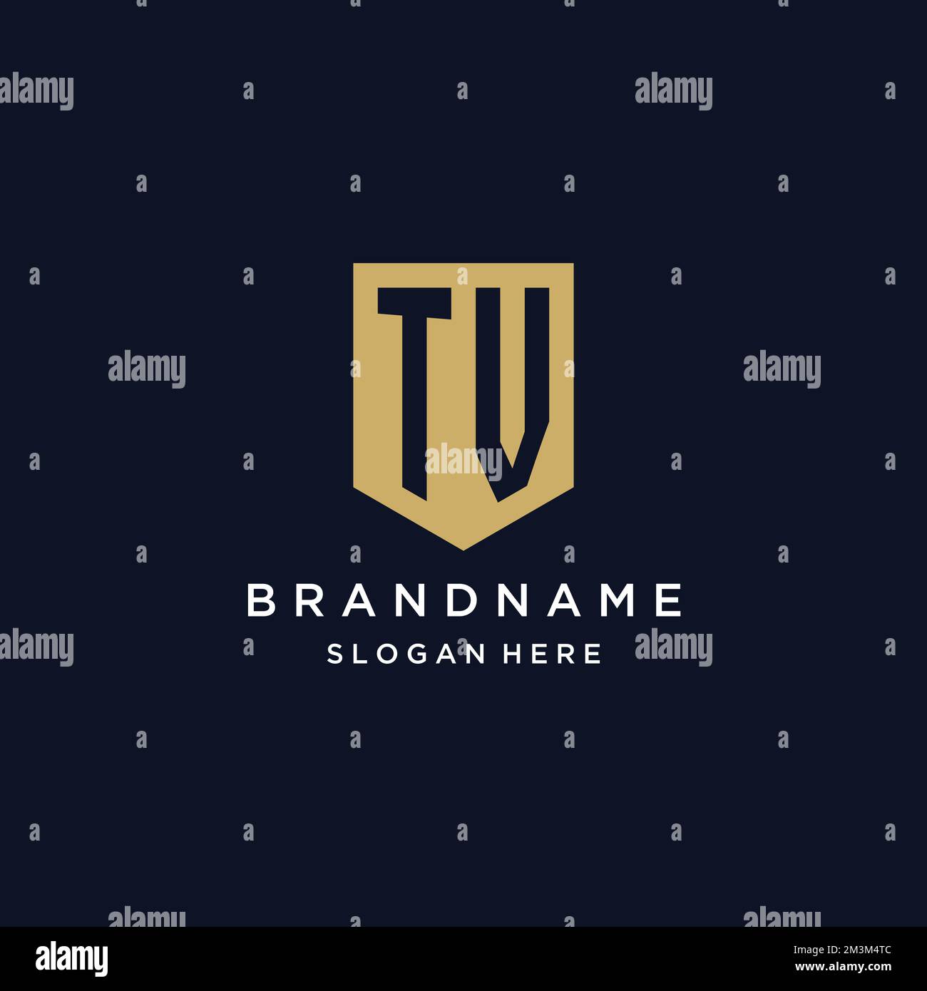 TV monogramma iniziali logo design con icona scudo modello Illustrazione Vettoriale