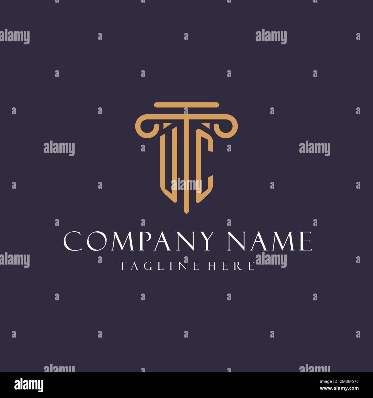 UC monogramma sigla design per studio legale, avvocato, ufficio legale con idee stile pilastro Illustrazione Vettoriale