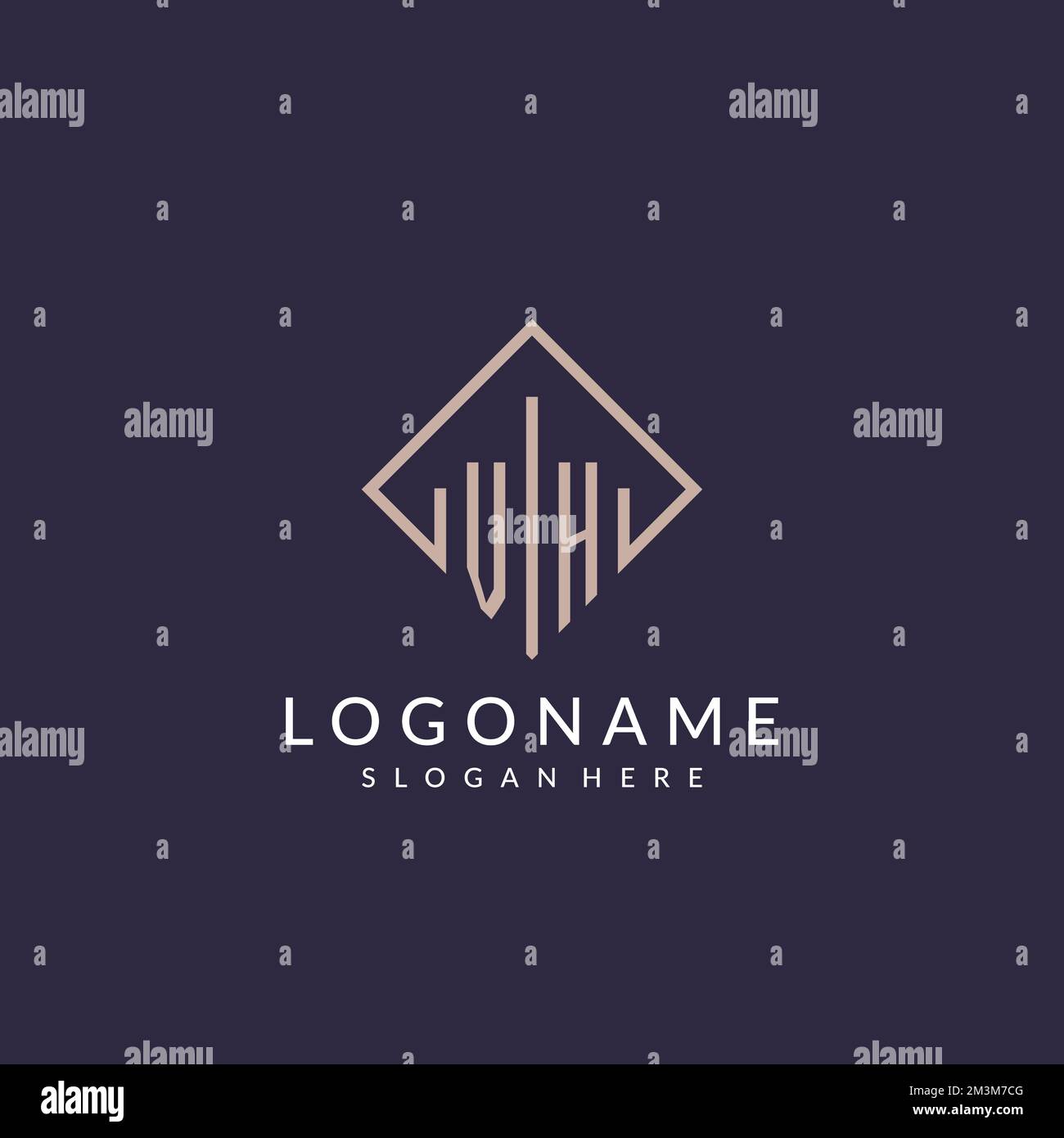 Logo monogramma iniziale VH con idee di design di stile rettangolo Illustrazione Vettoriale