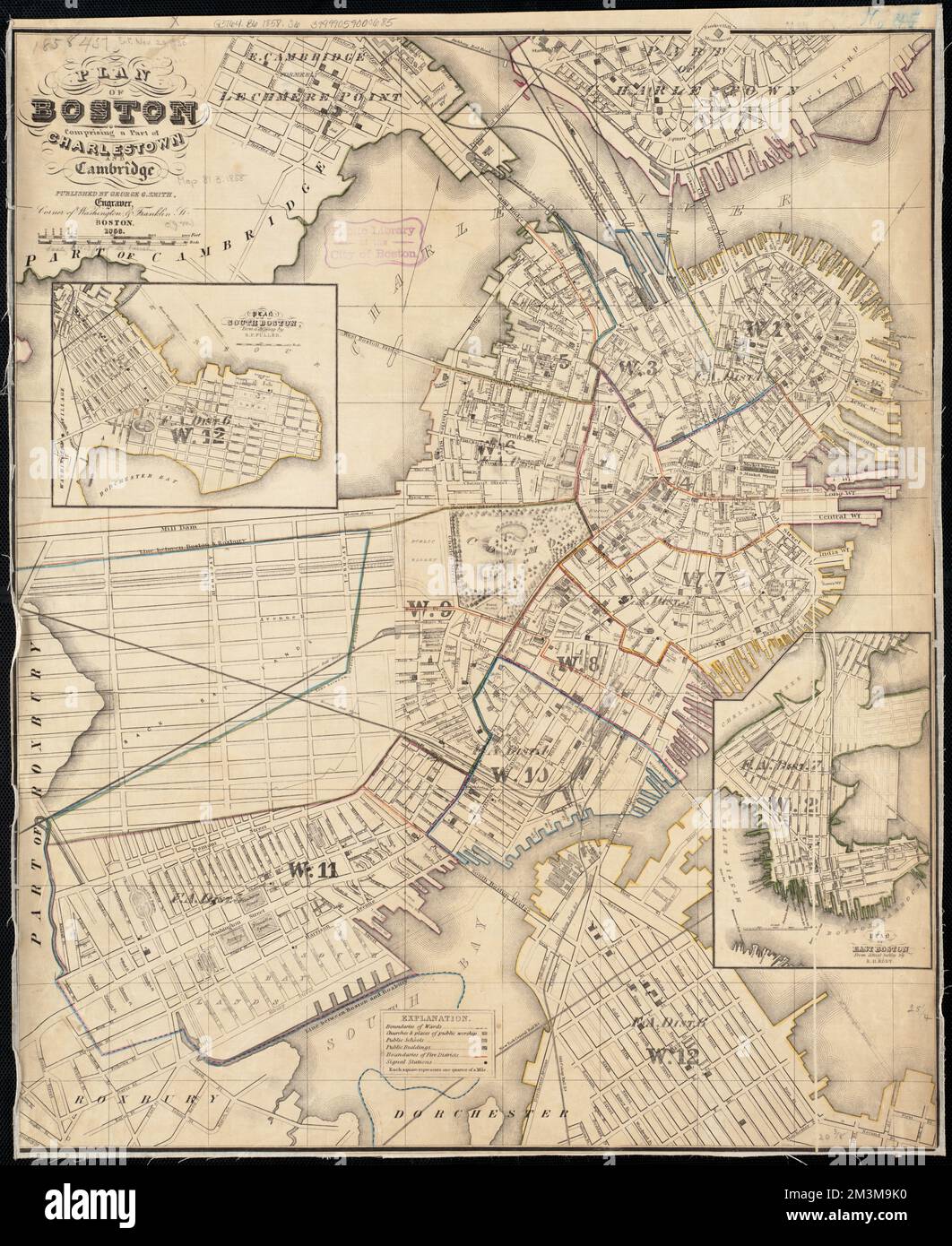 Piano di Boston comprendente una parte di Charlestown e Cambridge , Boston Mass., Maps Norman B. Leventhal Map Center Collection Foto Stock