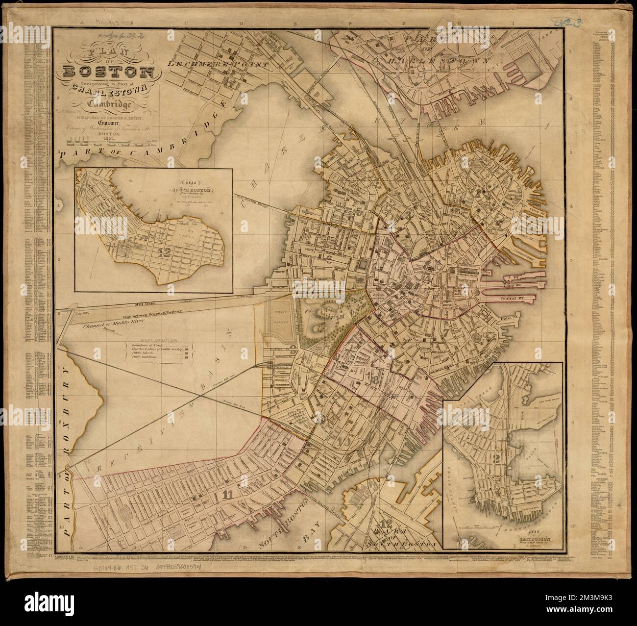 Piano di Boston comprendente una parte di Charlestown e Cambridge , Boston Mass., Maps Norman B. Leventhal Map Center Collection Foto Stock