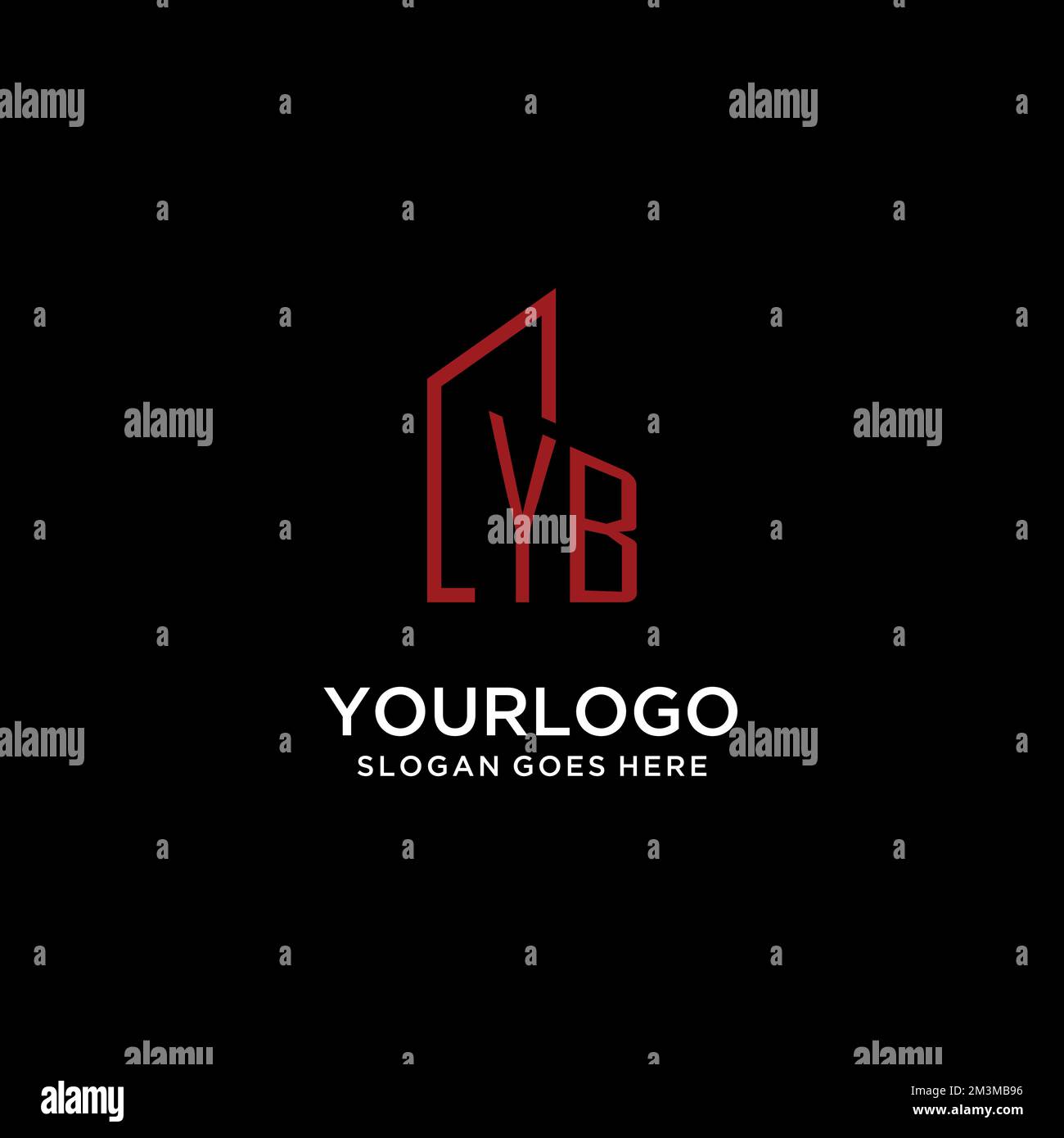 YB monogramma iniziale con le idee di disegno di marchio della costruzione Illustrazione Vettoriale