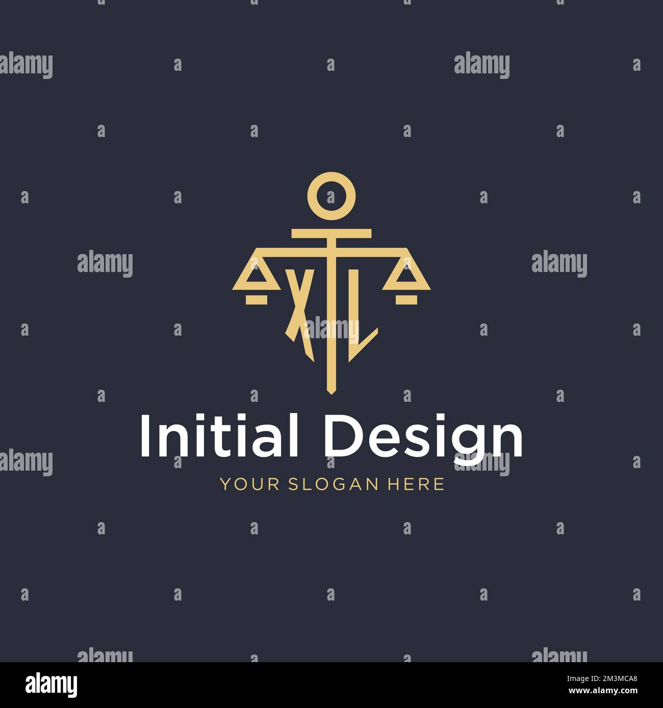 Logo monogramma iniziale XL con idee di design in scala e stile colonna Illustrazione Vettoriale